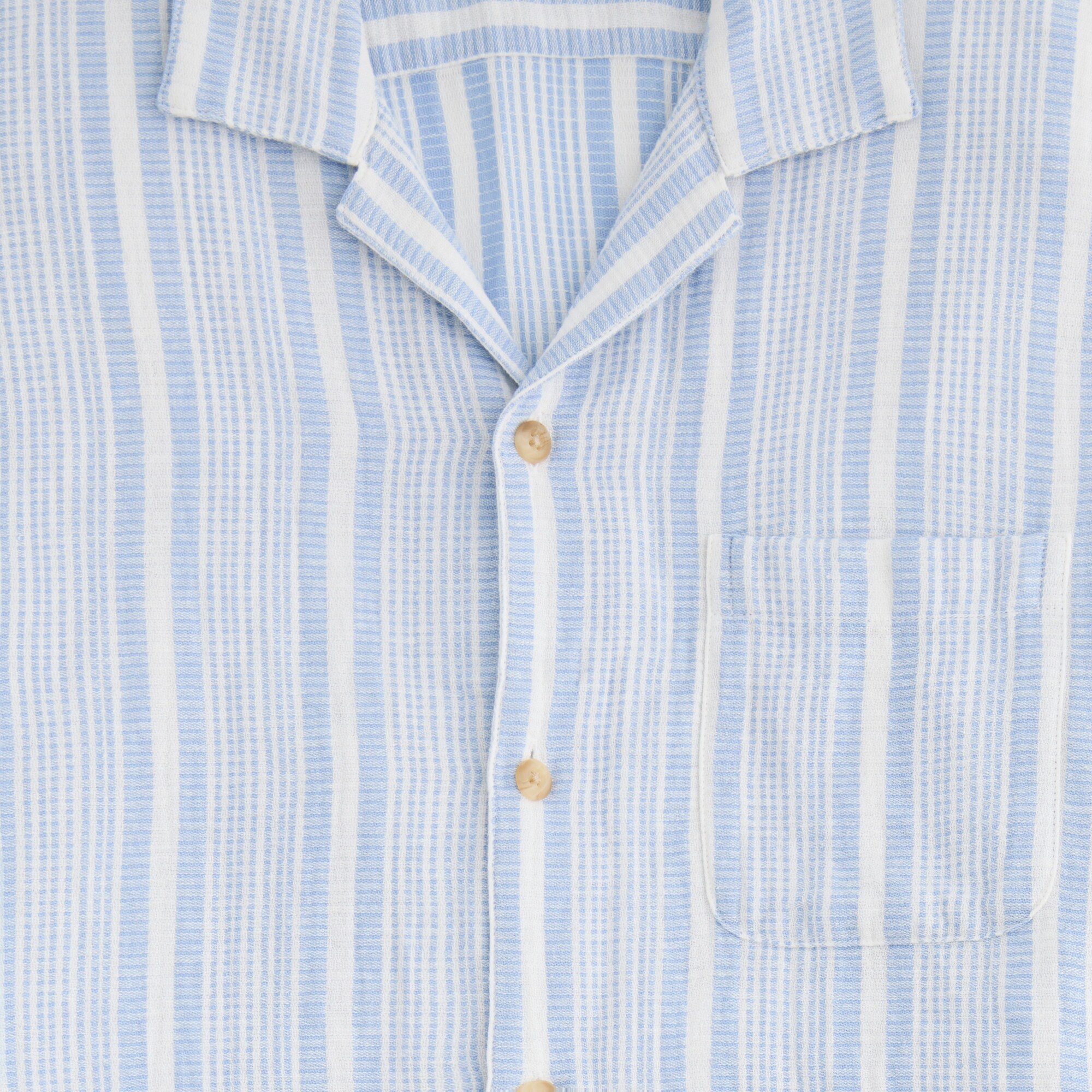 Short-sleeve dobby striped camp shirt