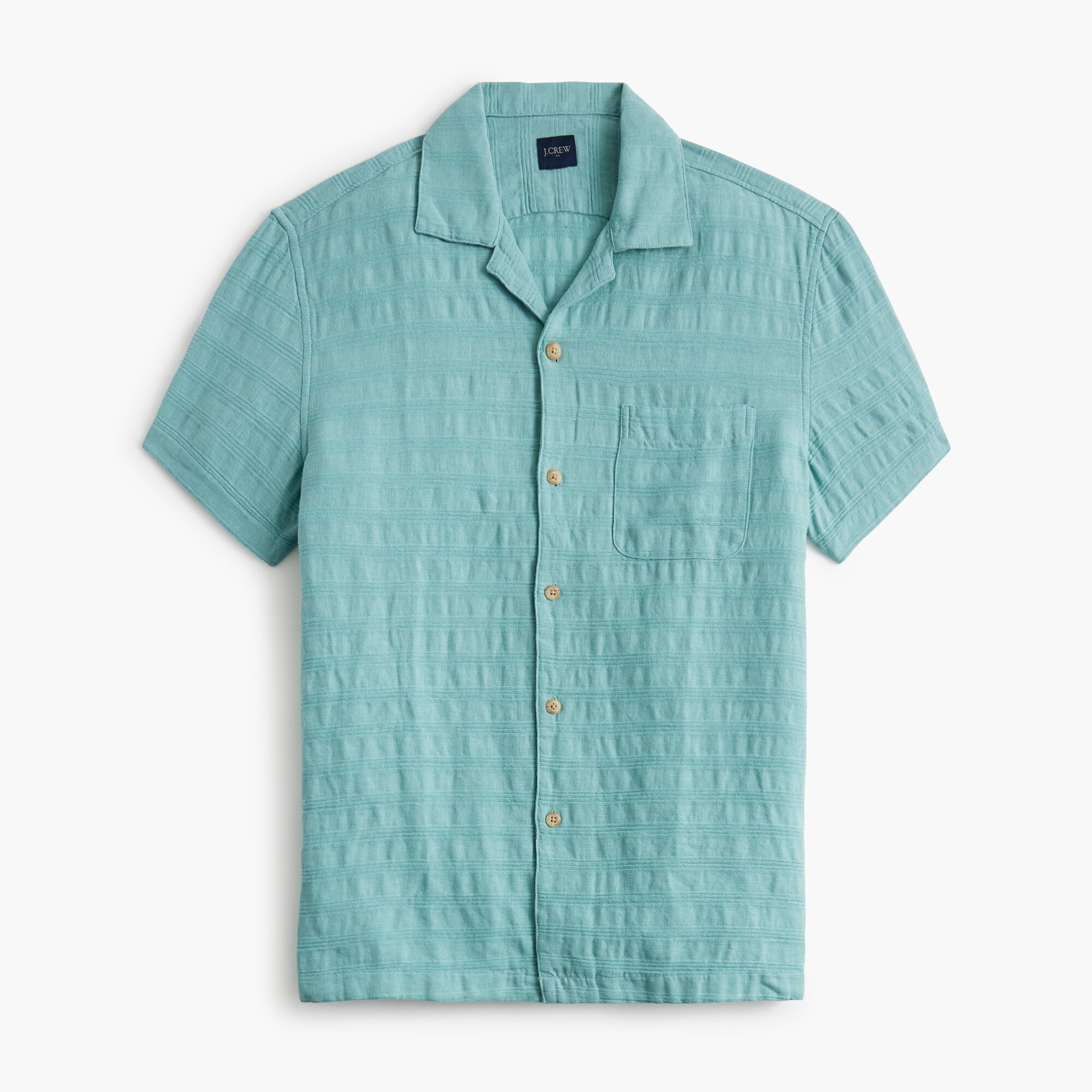 Short-sleeve textured camp shirt