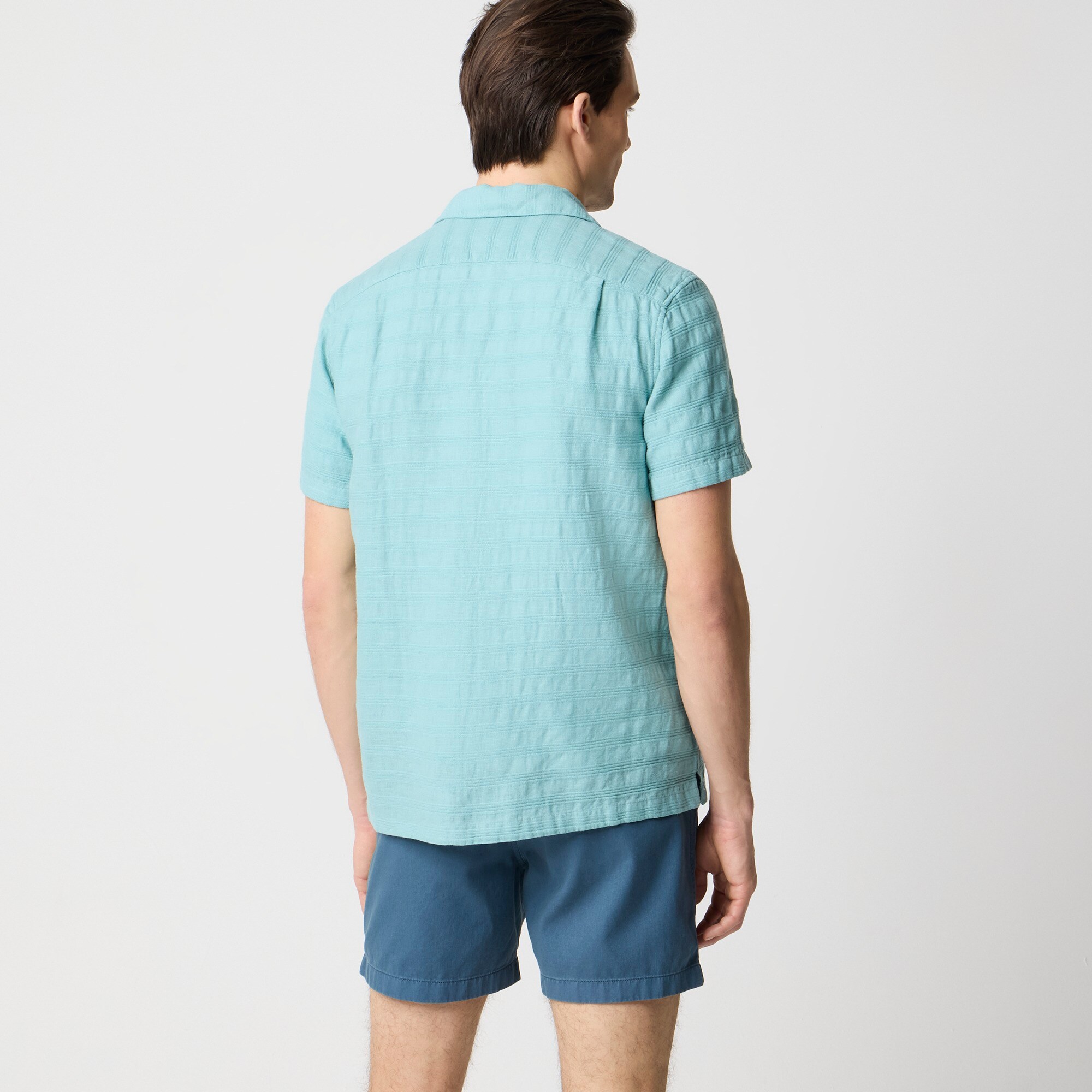 ■ ■ Men's White Denim Camp Short Sleeve Shirt J Short-sleeve Textured Camp Shirt For Men | Factory