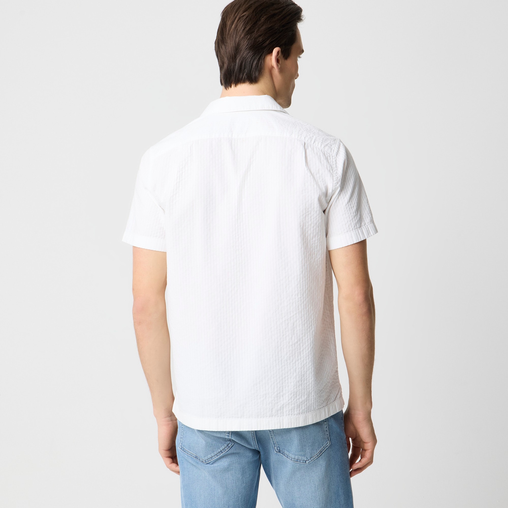 Short-sleeve textured camp shirt
