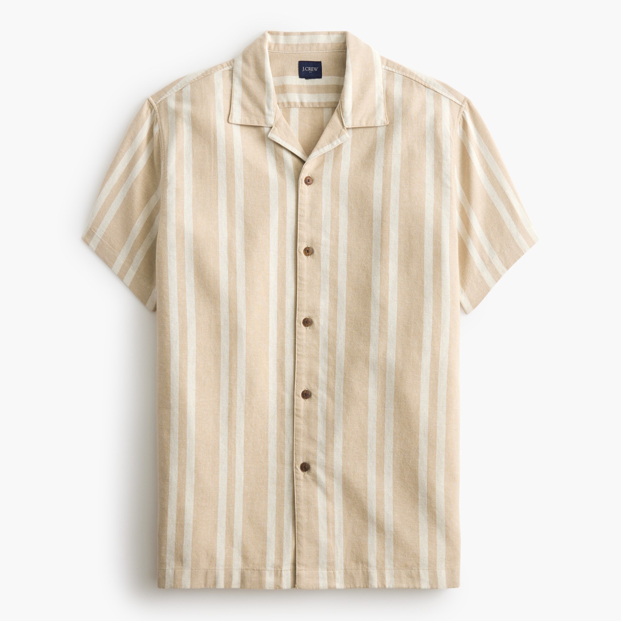 Short-sleeve linen-blend camp shirt
