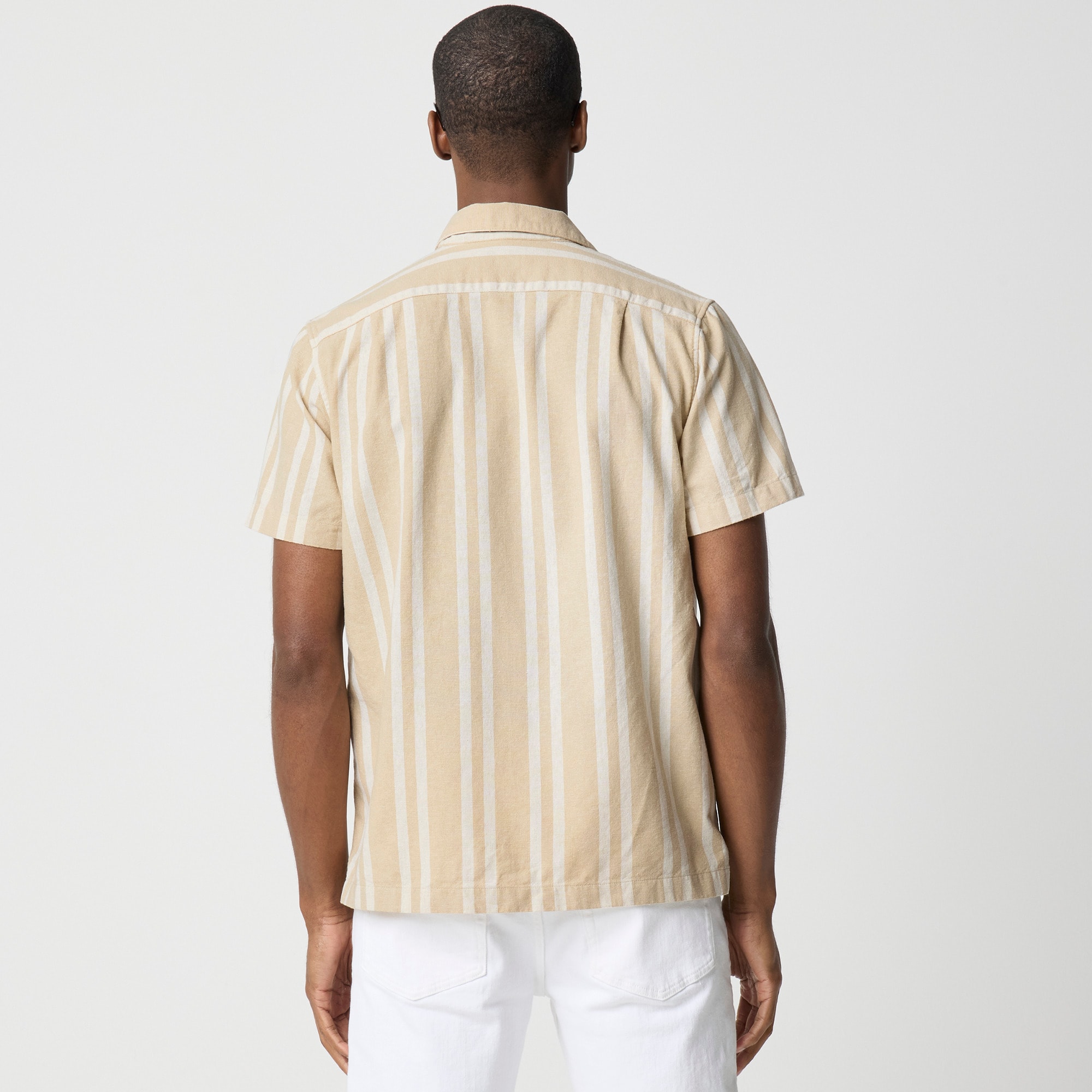 Short-sleeve linen-blend camp shirt