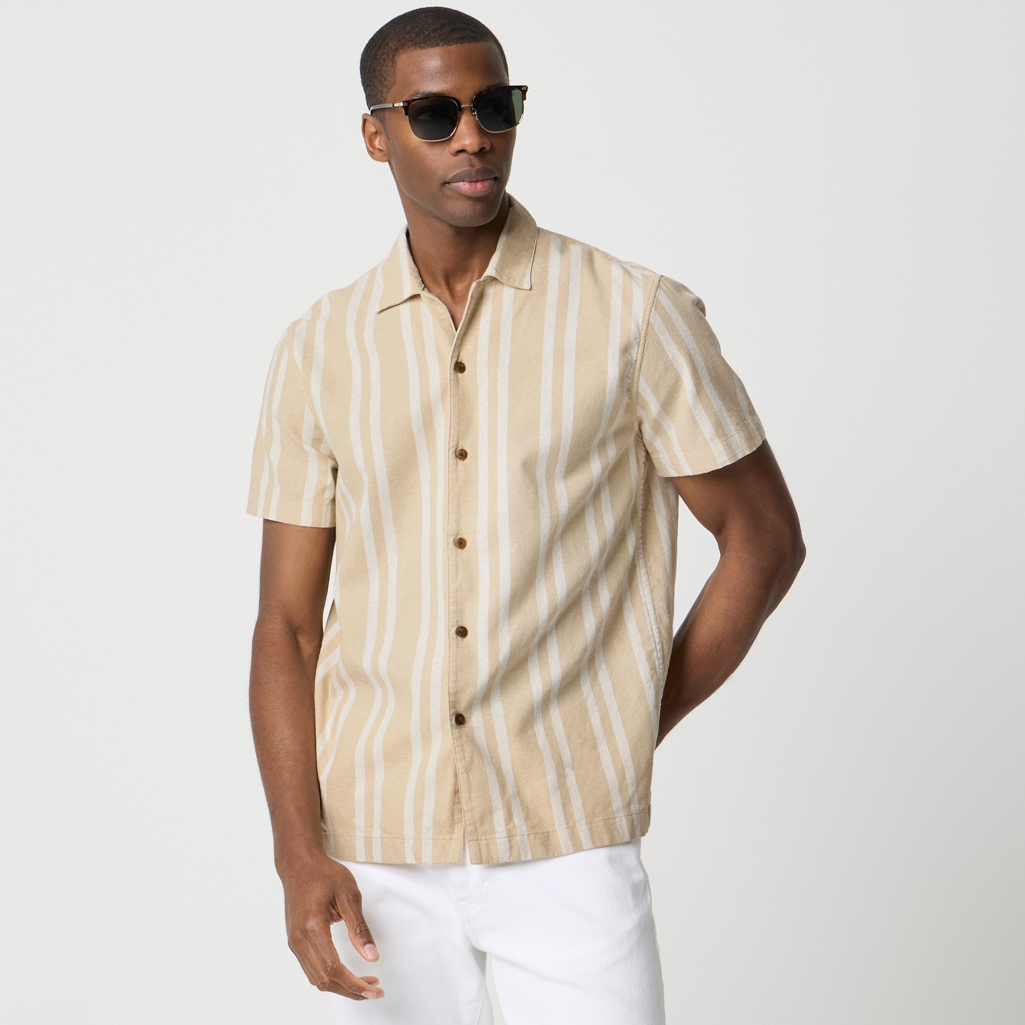 mens Short-sleeve linen-blend camp shirt