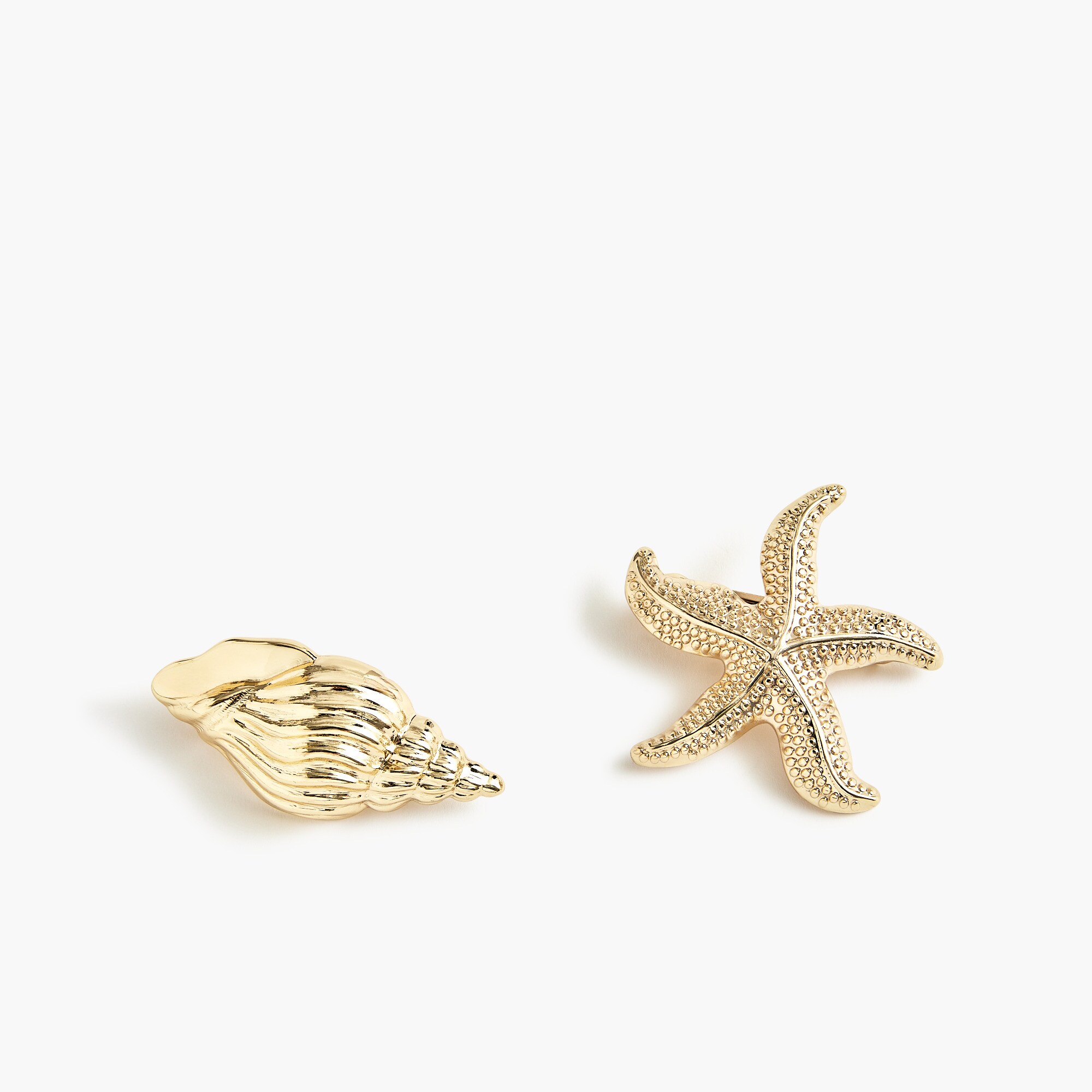 metallic shell and starfish barrettes set-of-two for women