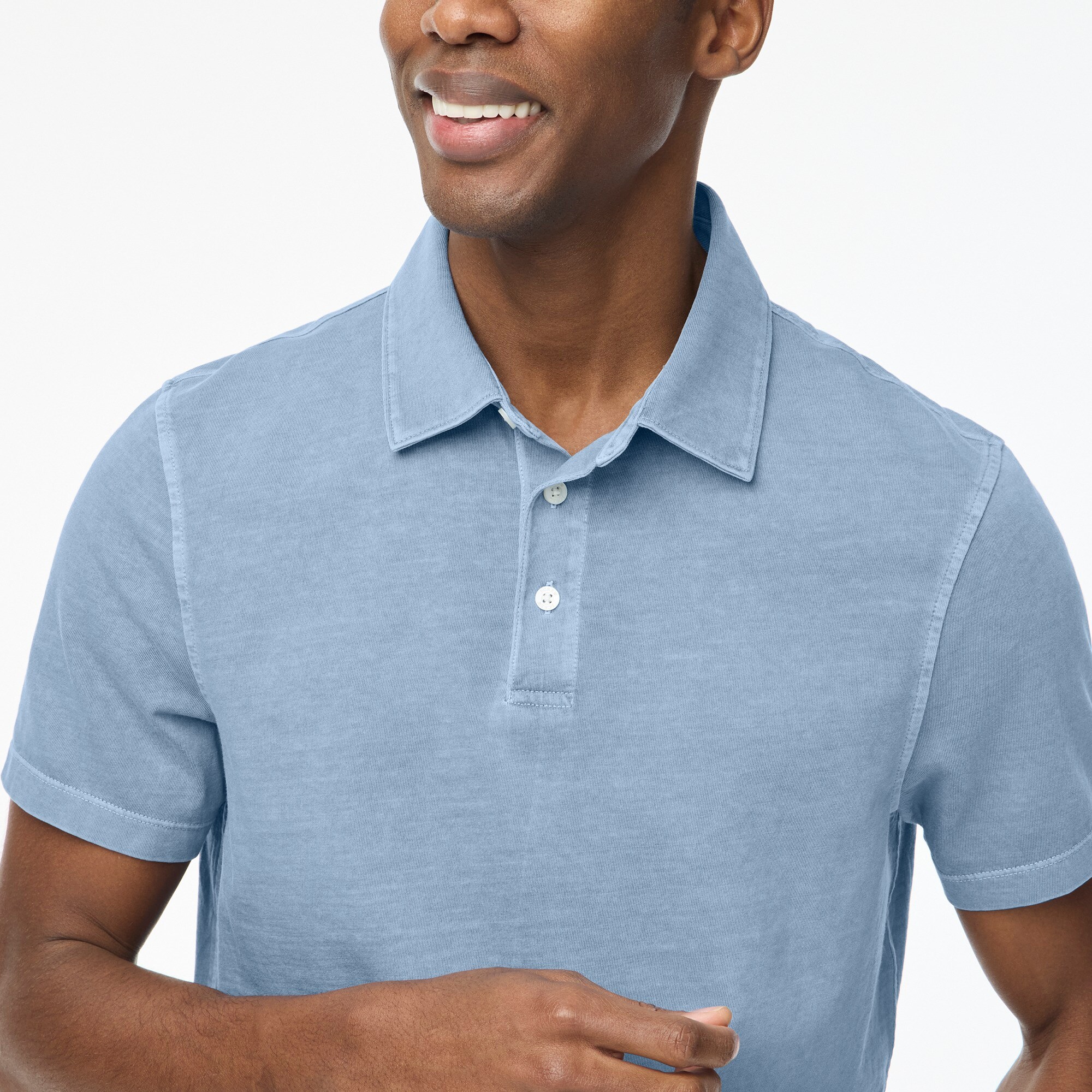 Garment-dyed polo shirt