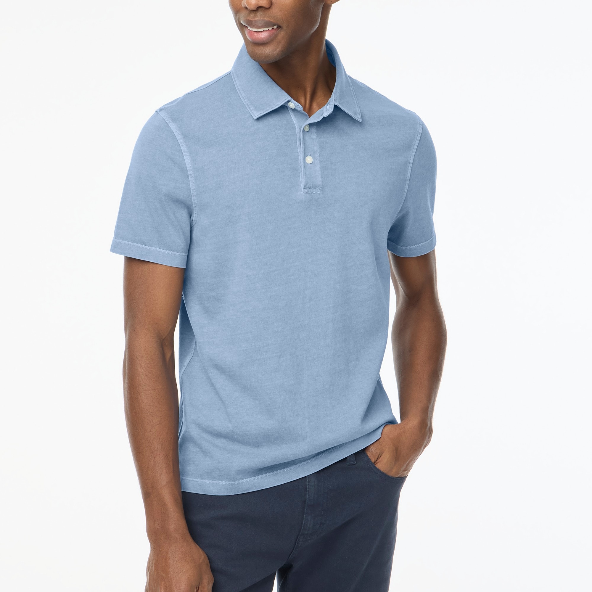 Garment-dyed polo shirt