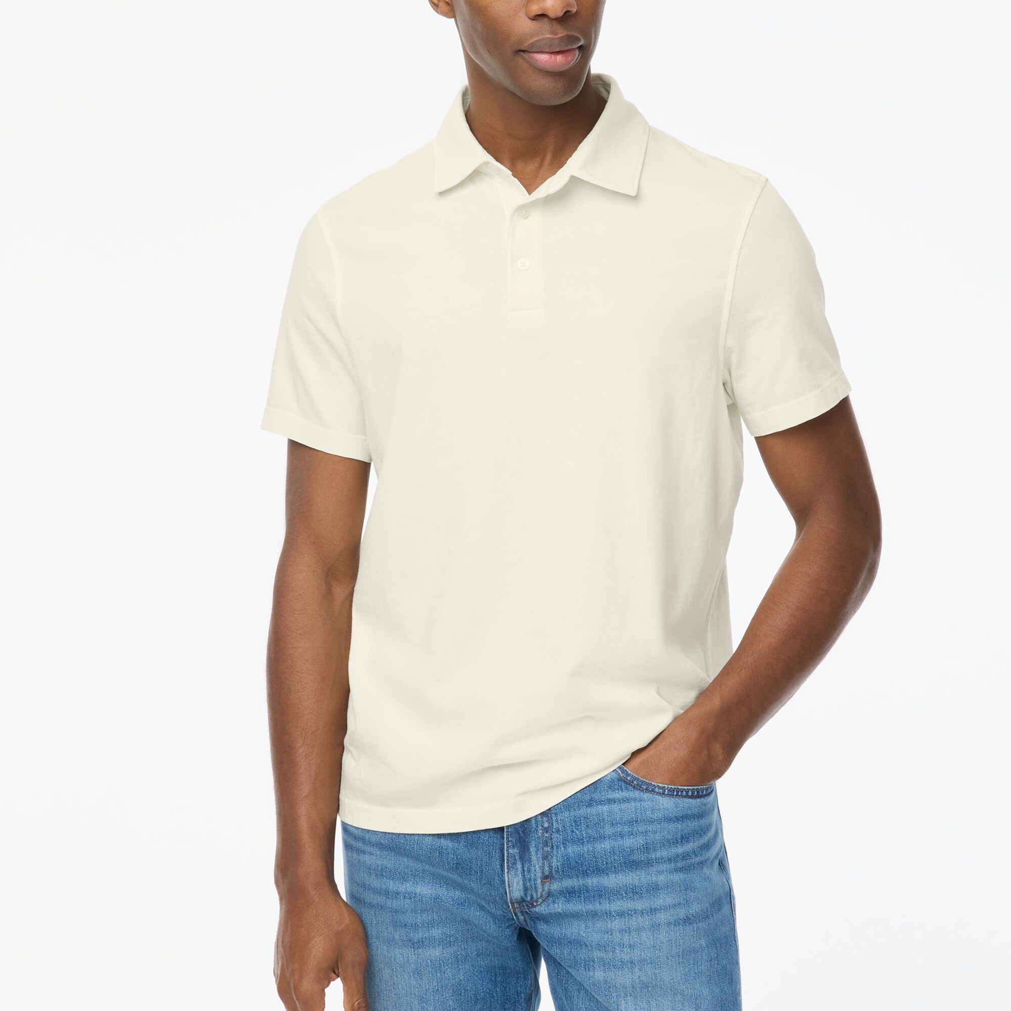 Garment-dyed polo shirt