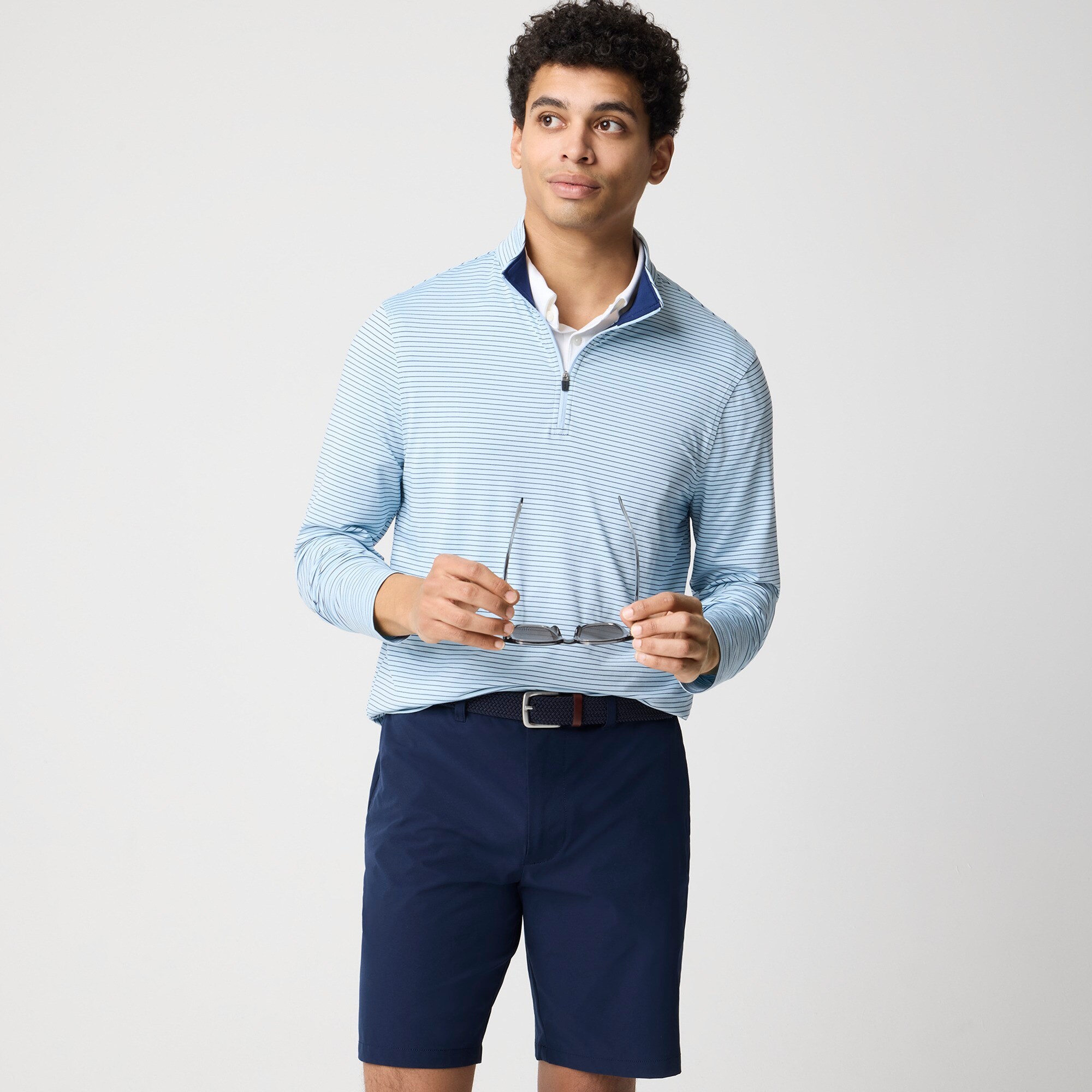 mens Striped performance jersey half-zip