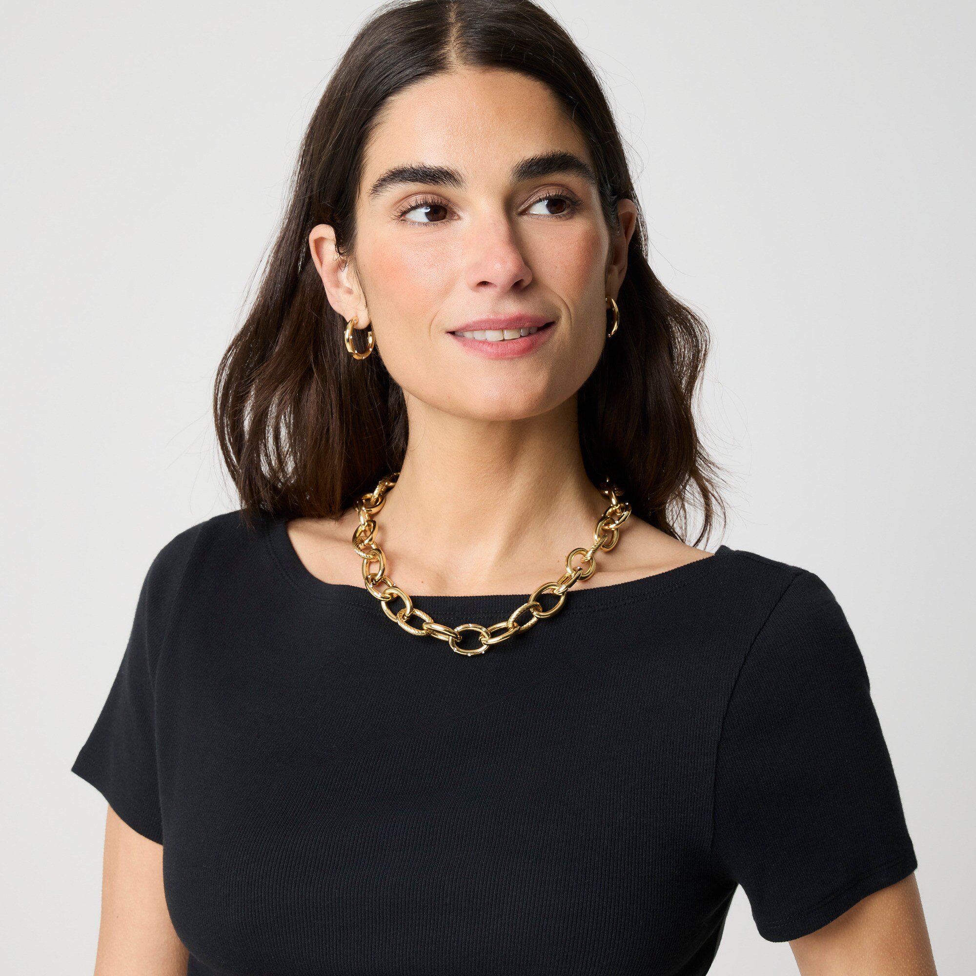 Short-sleeve ribbed bateau-neck tee