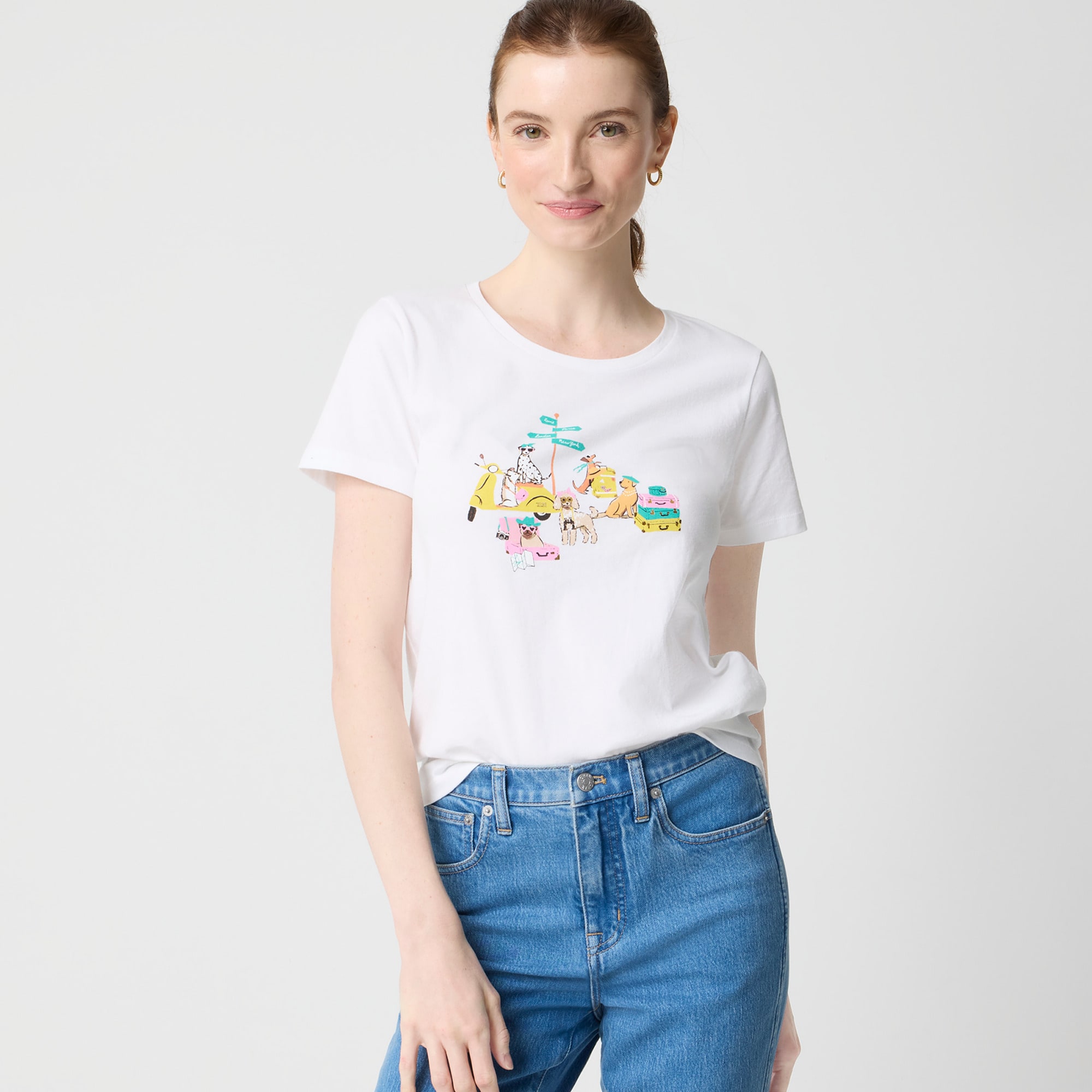 womens Travel dogs graphic tee