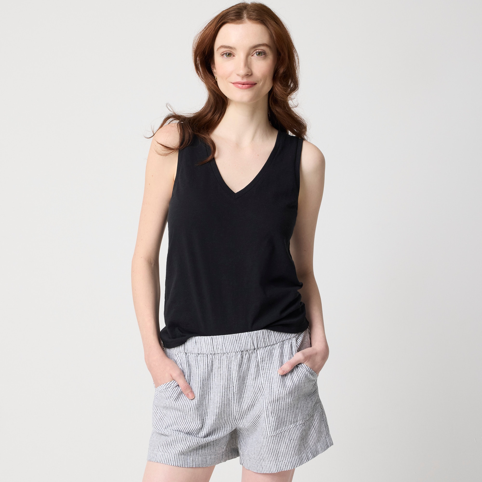  Slub cotton V-neck tank top