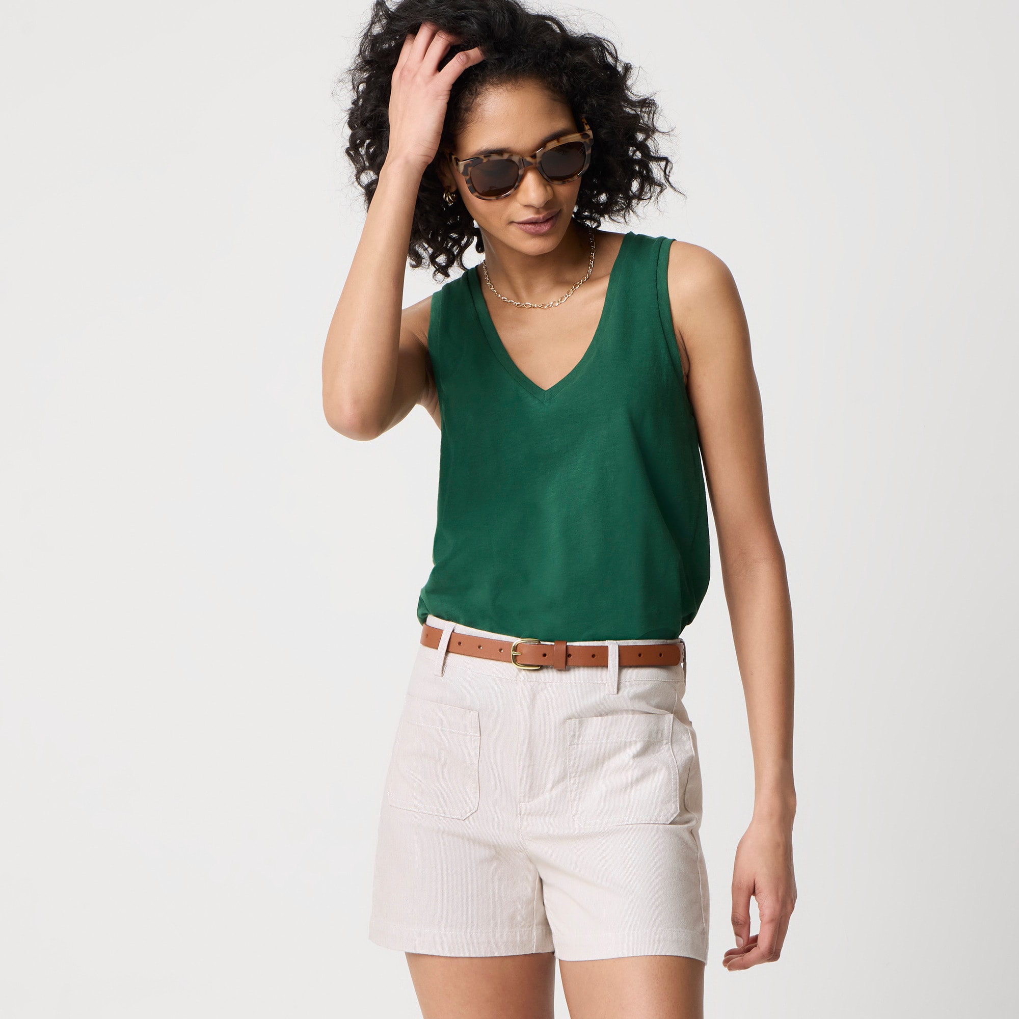 womens Slub cotton V-neck tank top