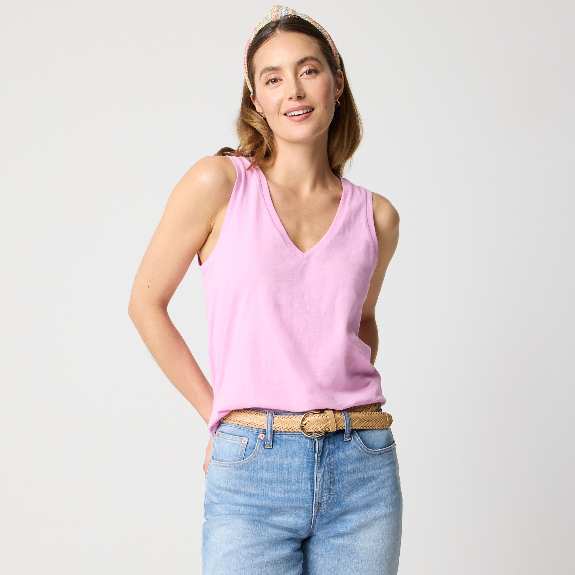  Slub cotton V-neck tank top