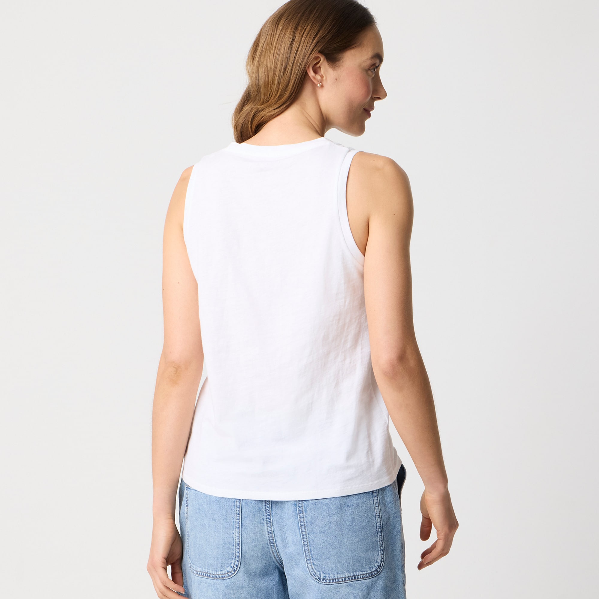 Slub cotton V-neck tank top