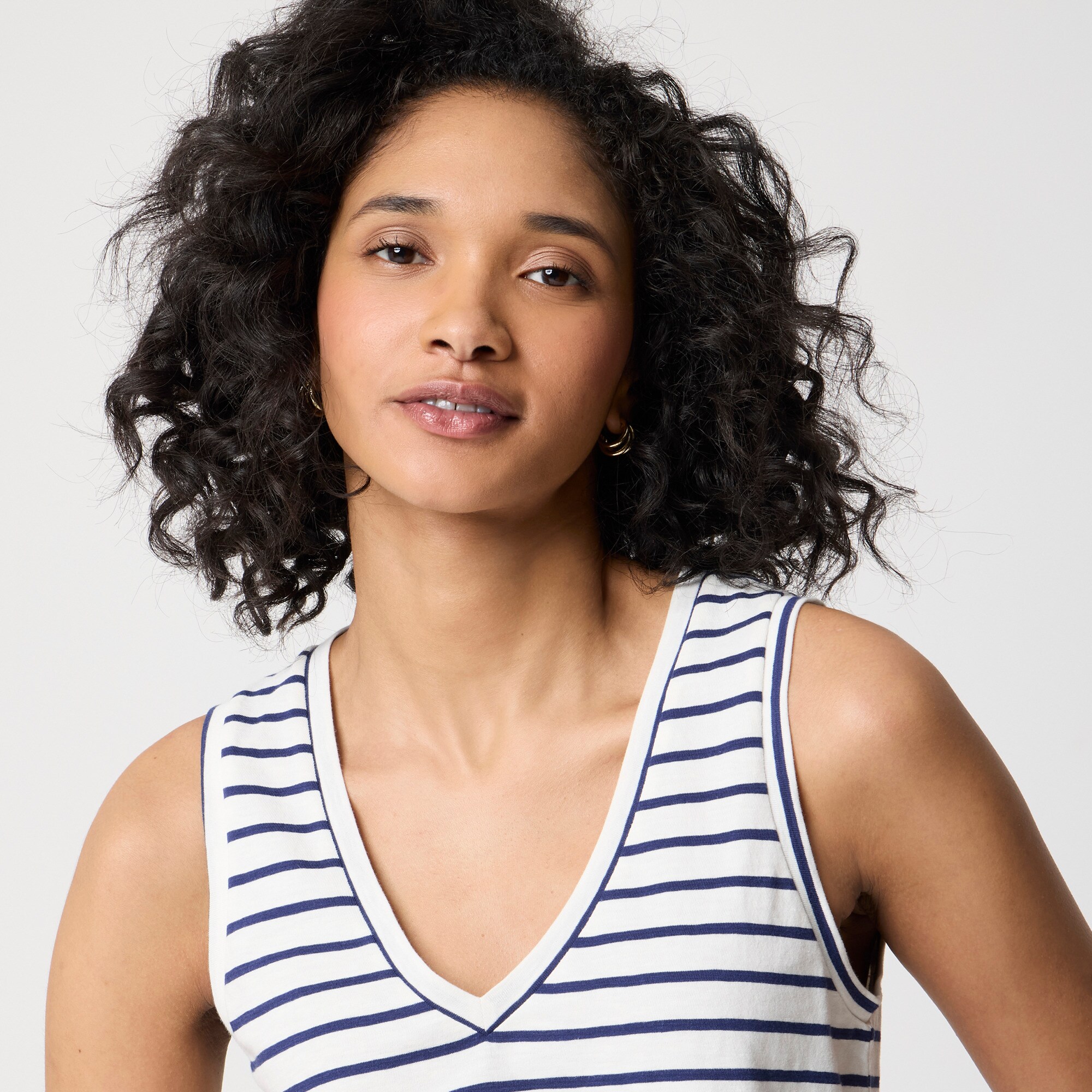 Striped vintage cotton V-neck tank top