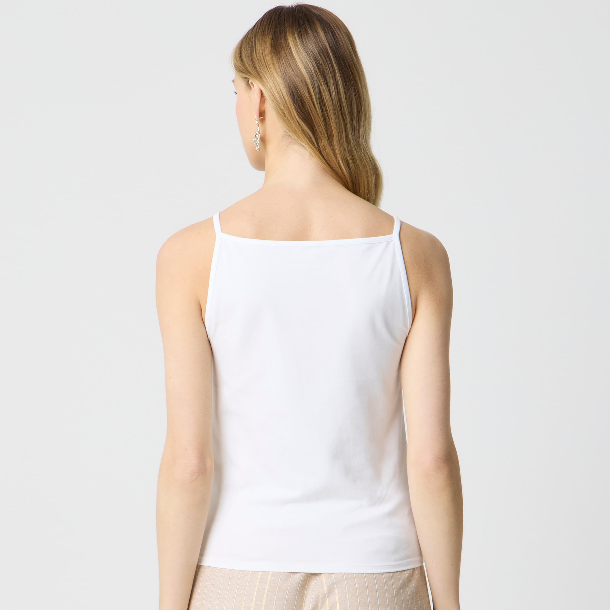 Stretch cotton-blend apron tank top