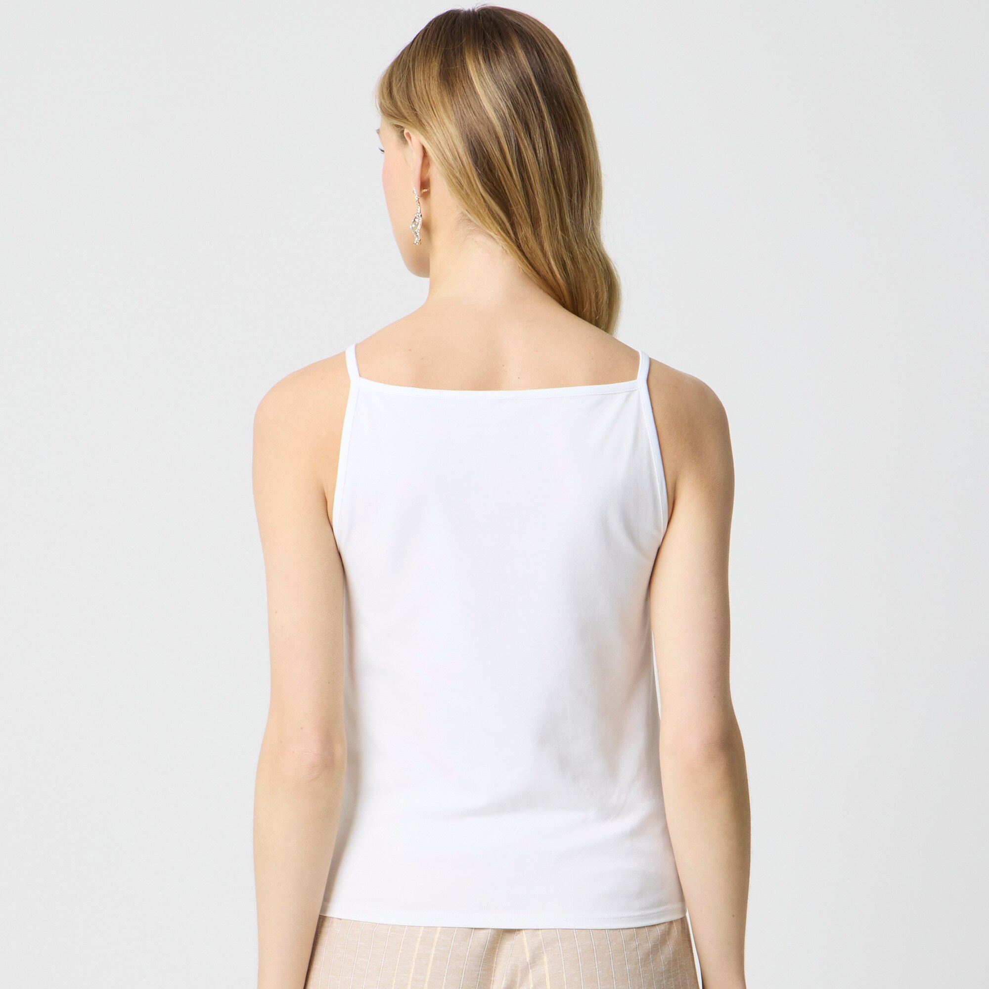 Stretch cotton-blend apron tank top