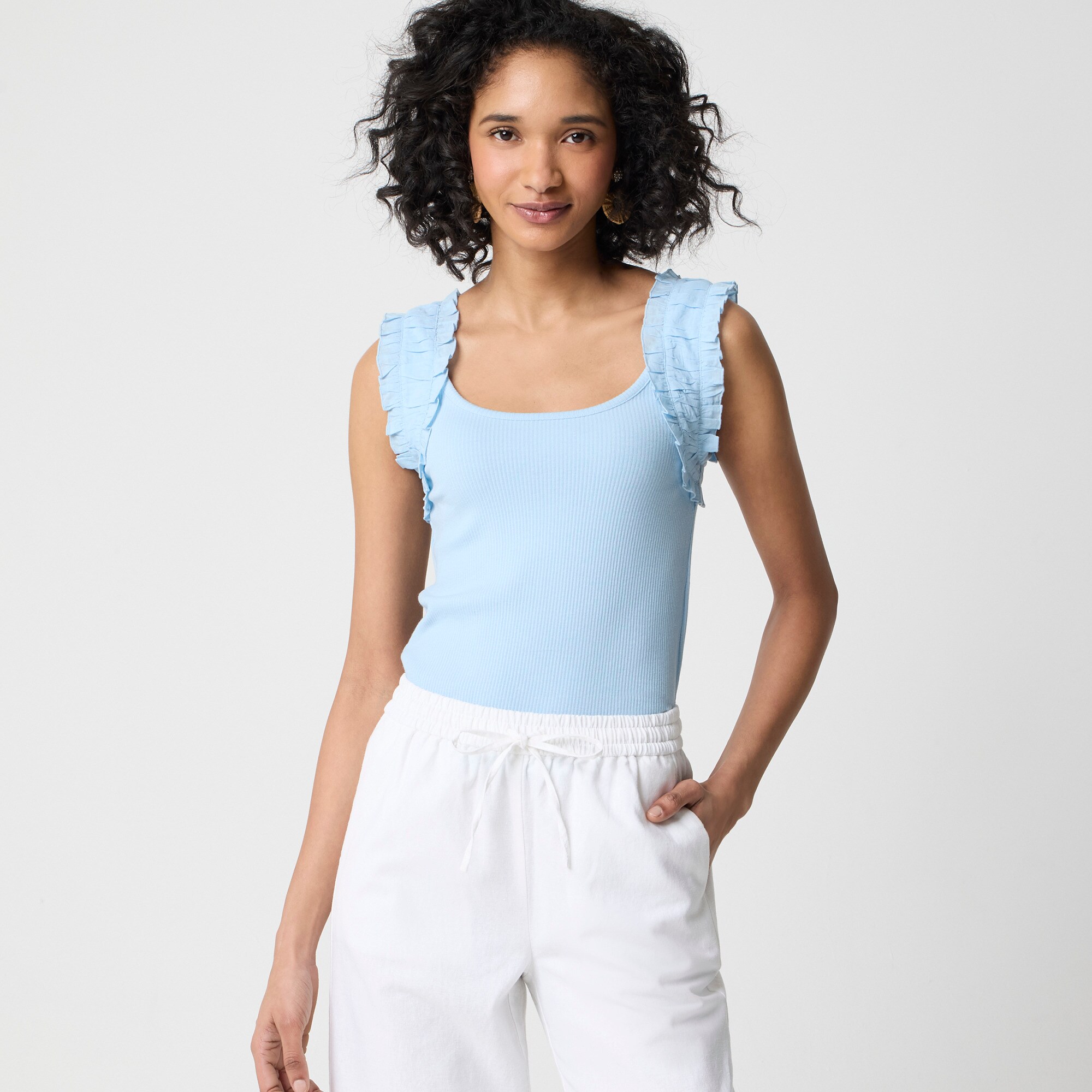  Ruched-strap tank top