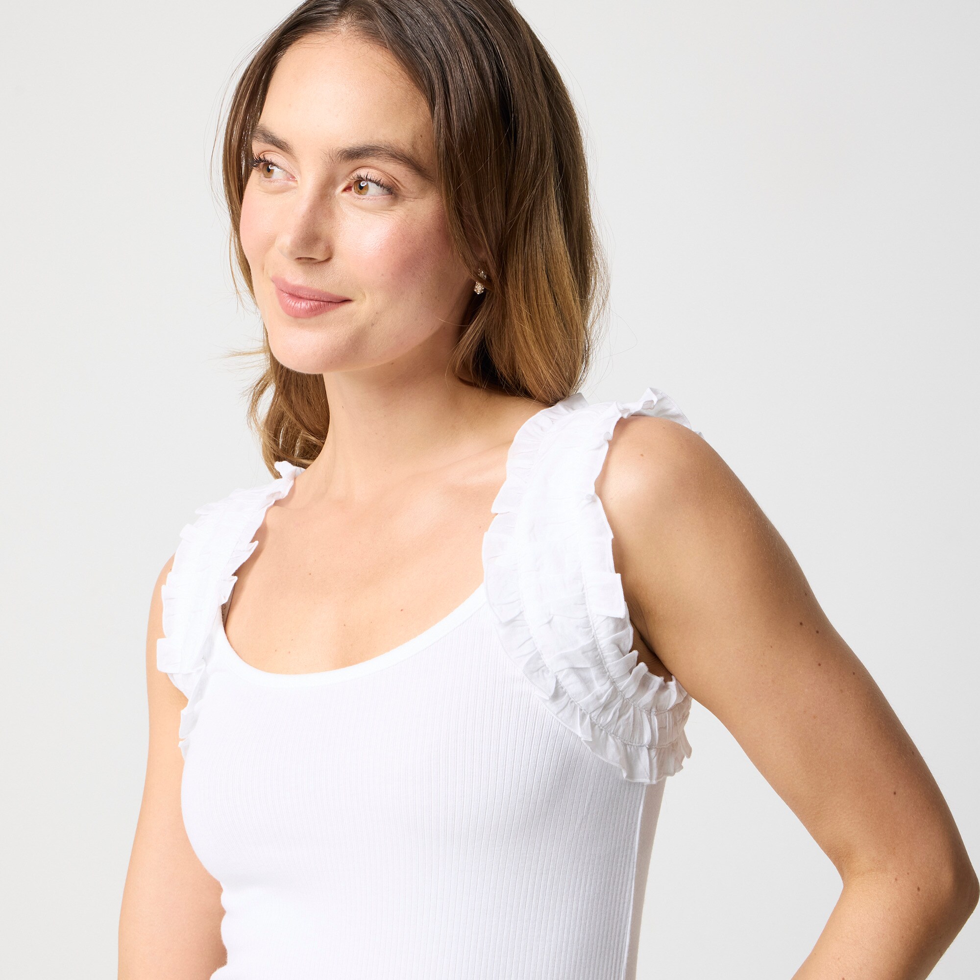 Ruched-strap tank top