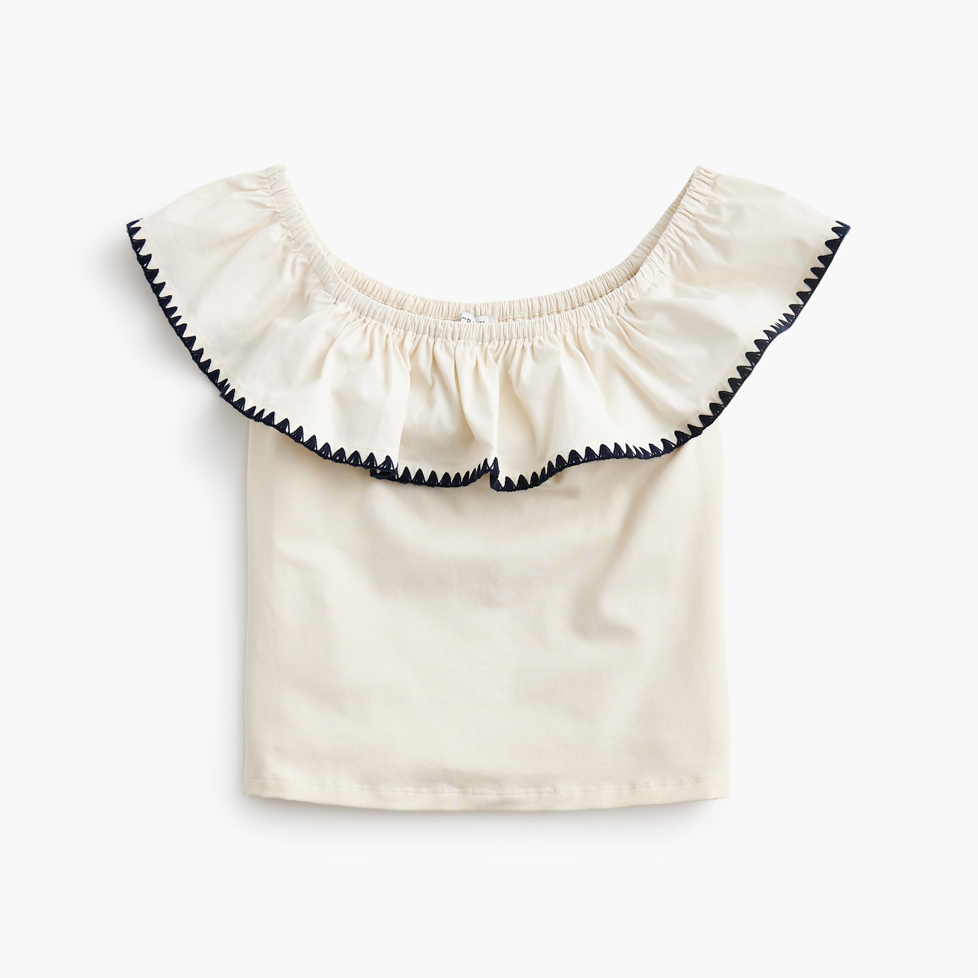 Blanket-stitch off-the-shoulder top