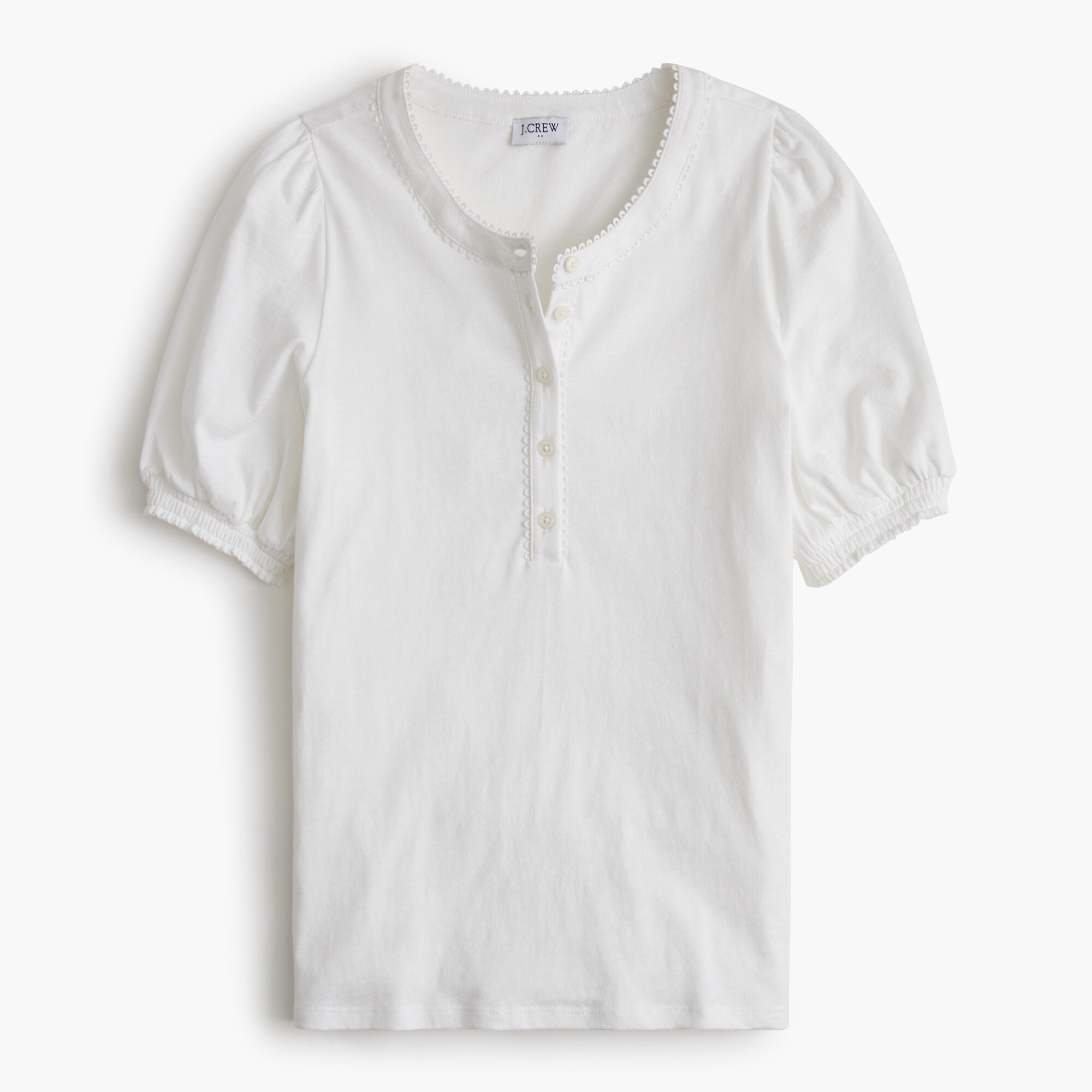 smocked henley knit top for women