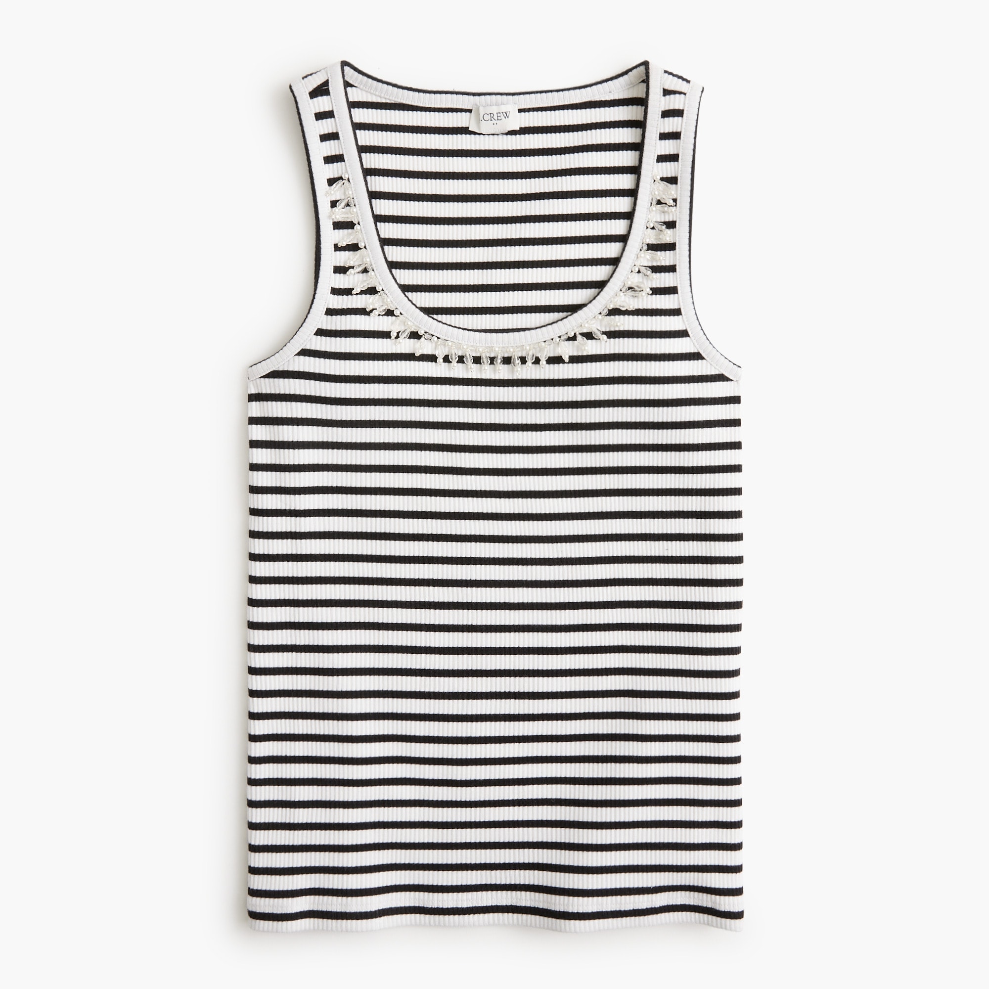 Bead-trim striped tank top
