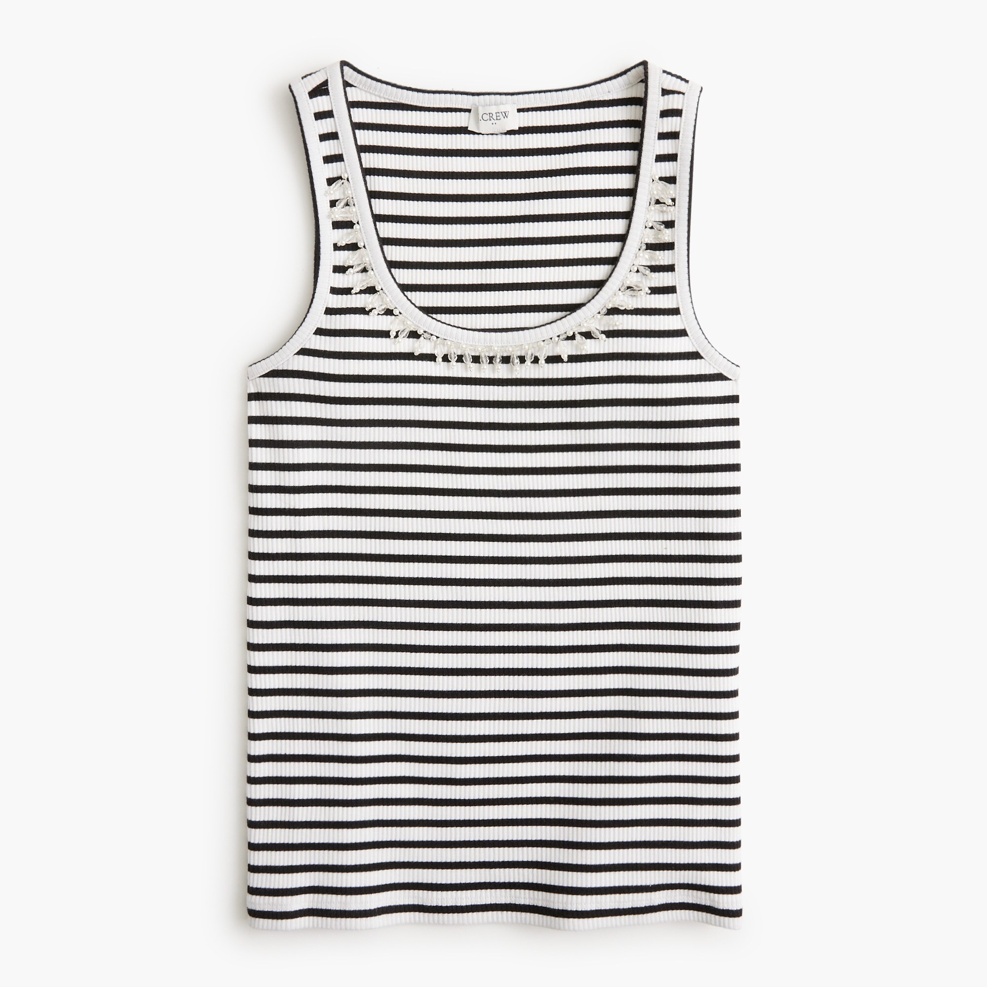 Bead-trim striped tank top