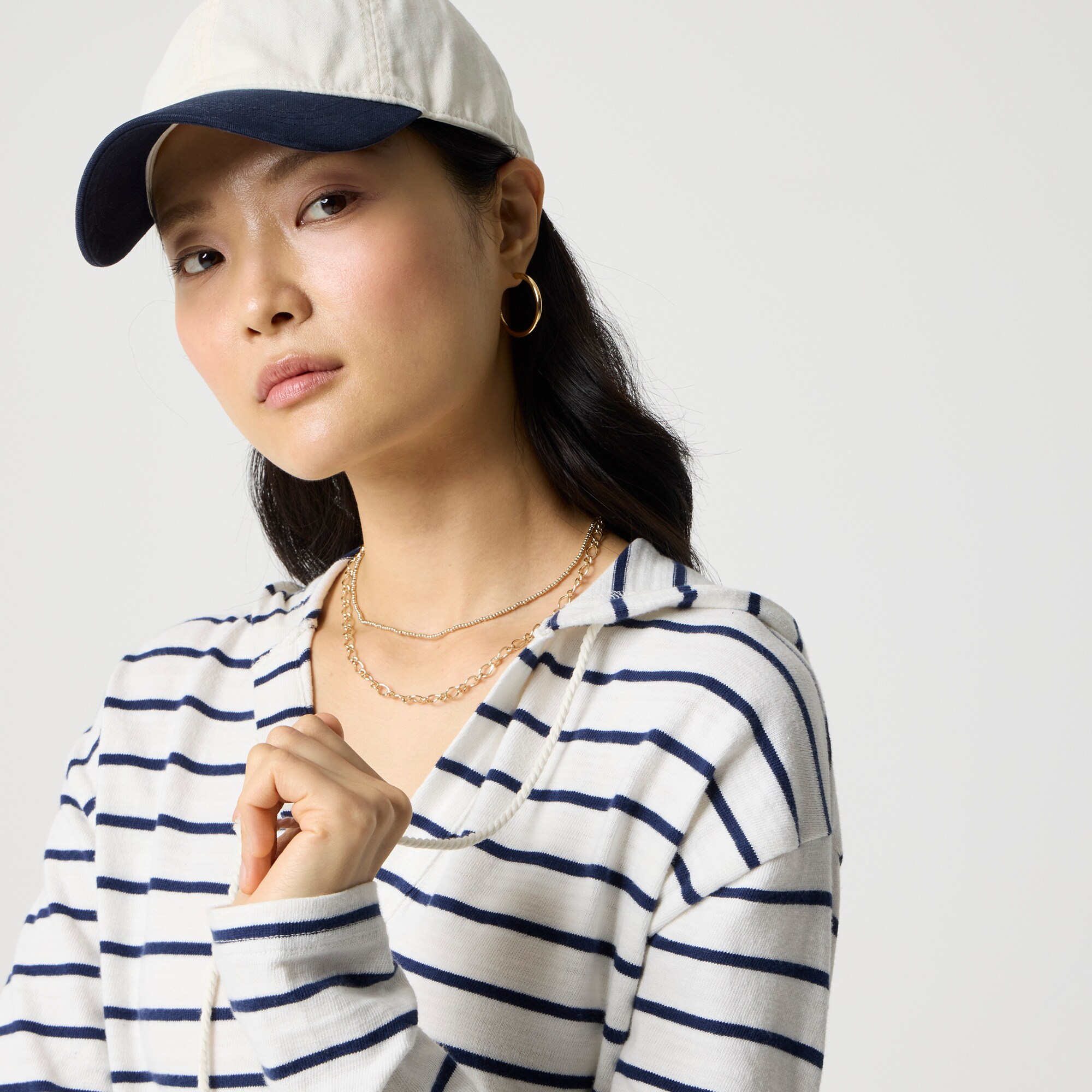 Striped V-neck hoodie