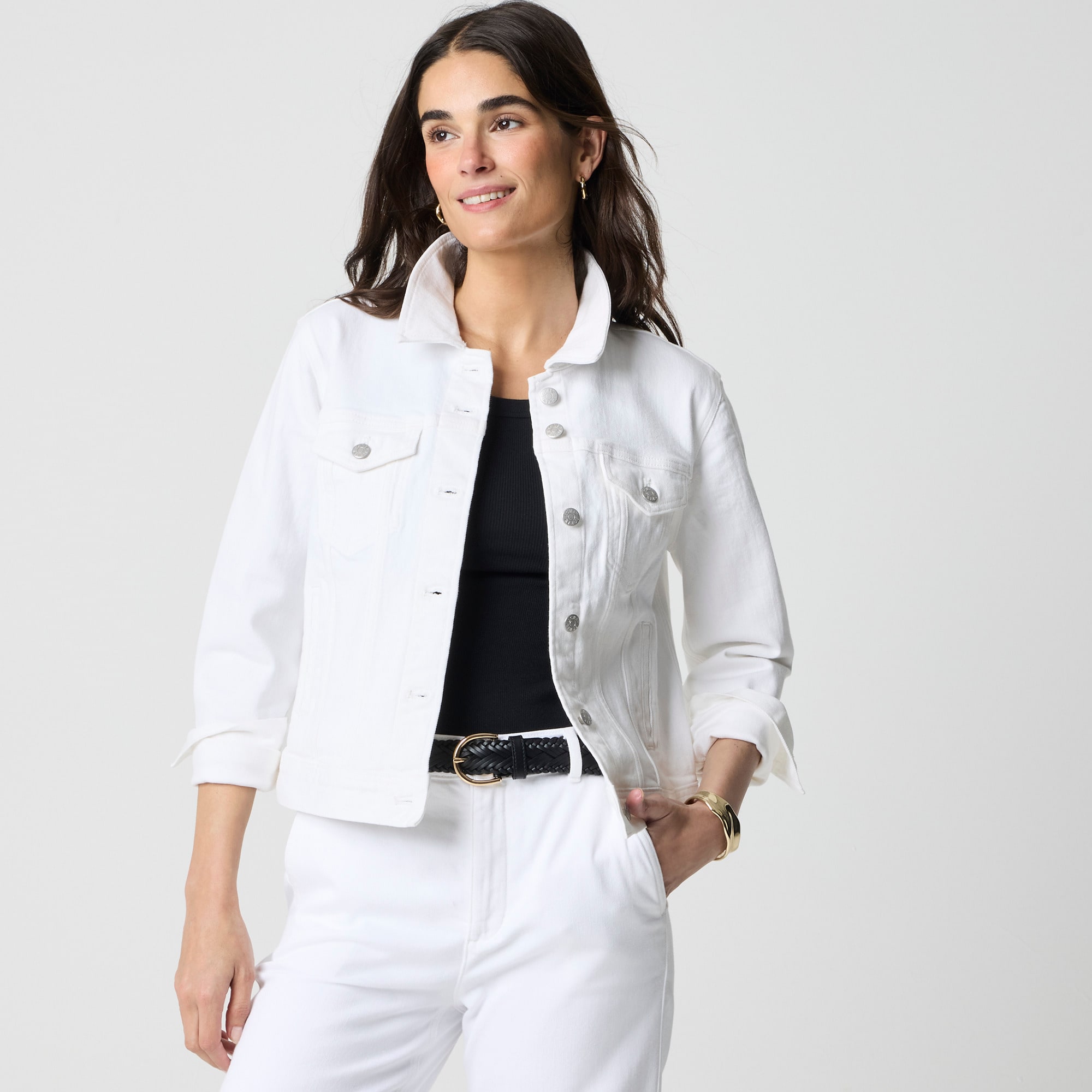 womens Relaxed denim jacket in white