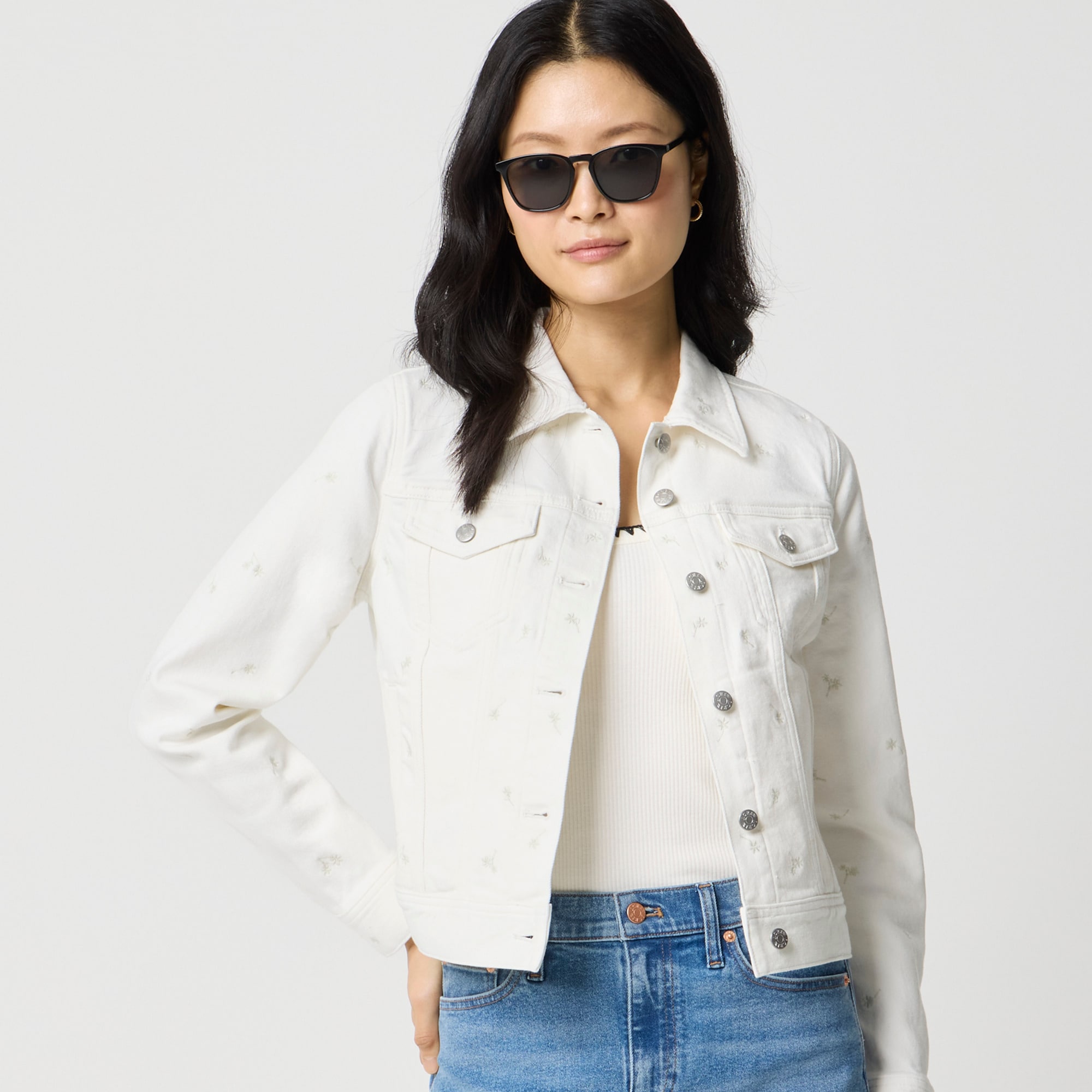 womens Embroidered classic denim jacket