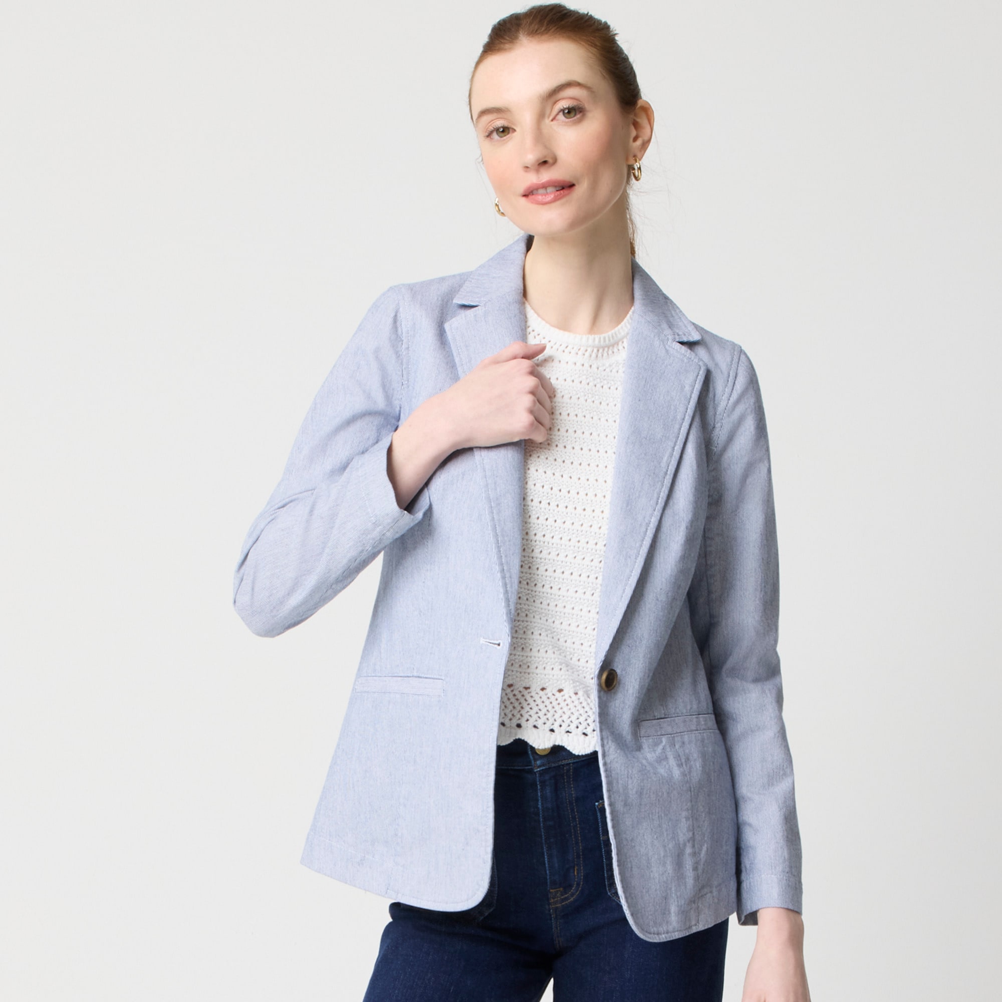 womens Cotton-blend stretch relaxed blazer