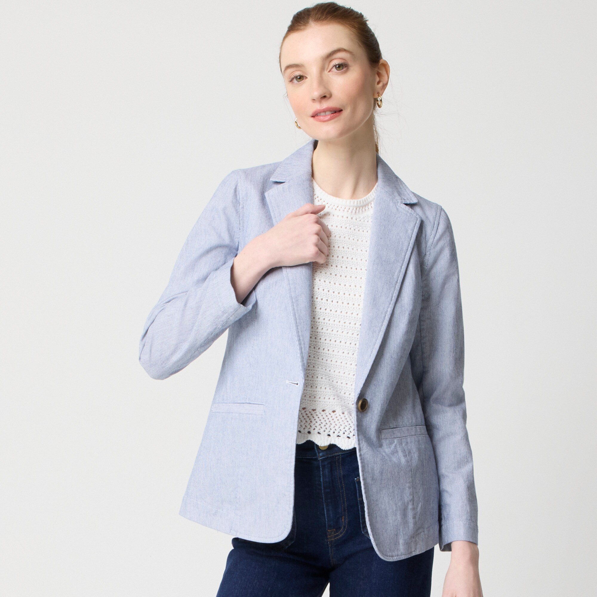 Cotton-blend stretch relaxed blazer