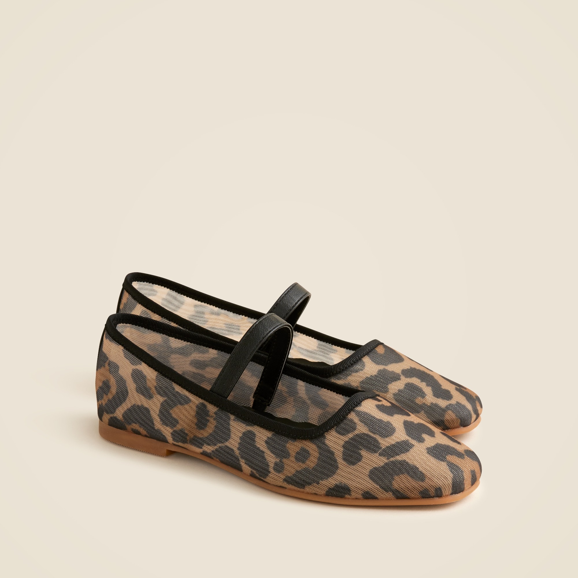 girls' ballet flats in leopard-print mesh for girls