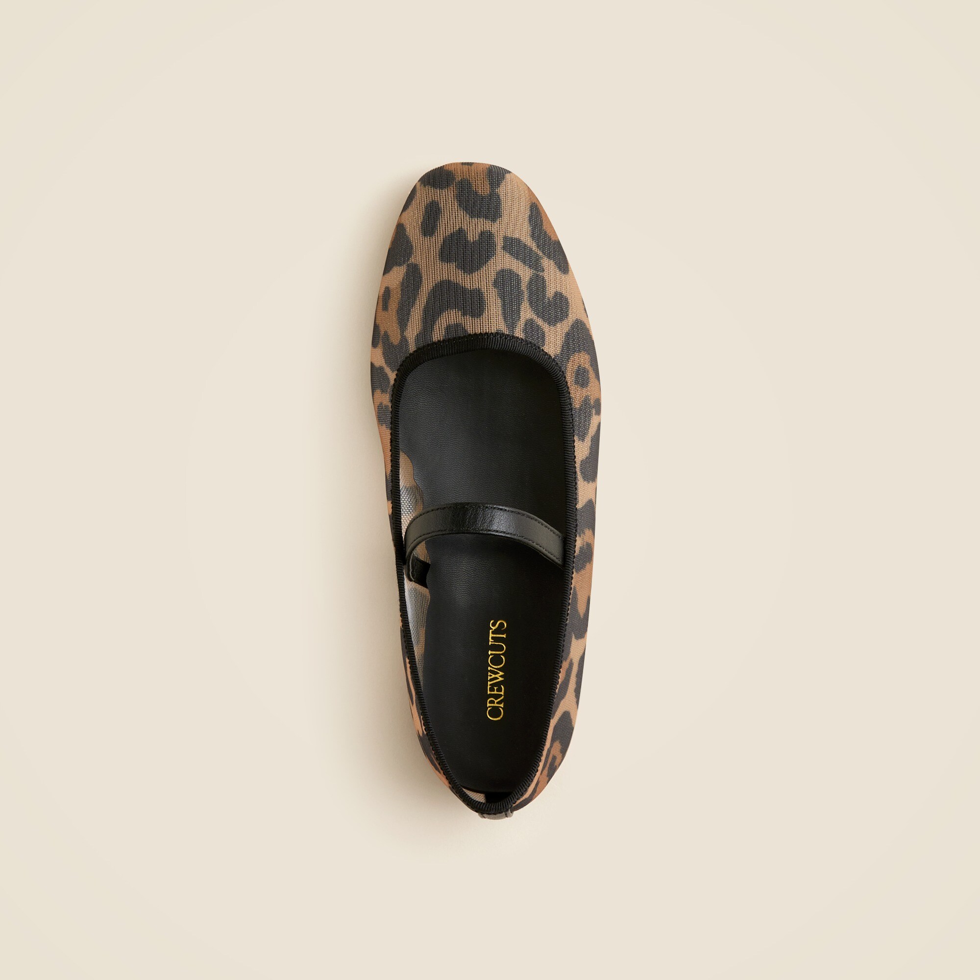 Girls' ballet flats in leopard-print mesh