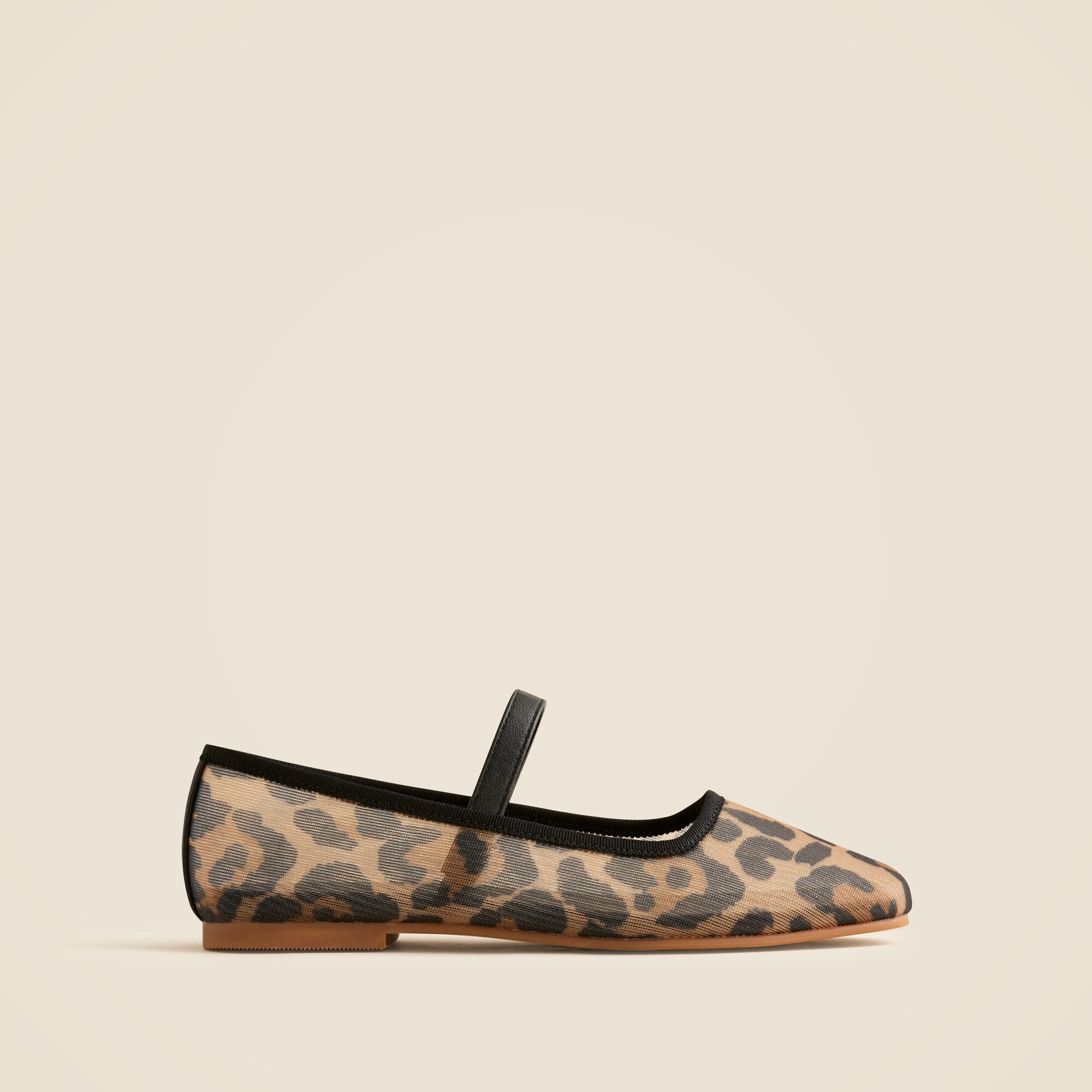 Girls' ballet flats in leopard-print mesh
