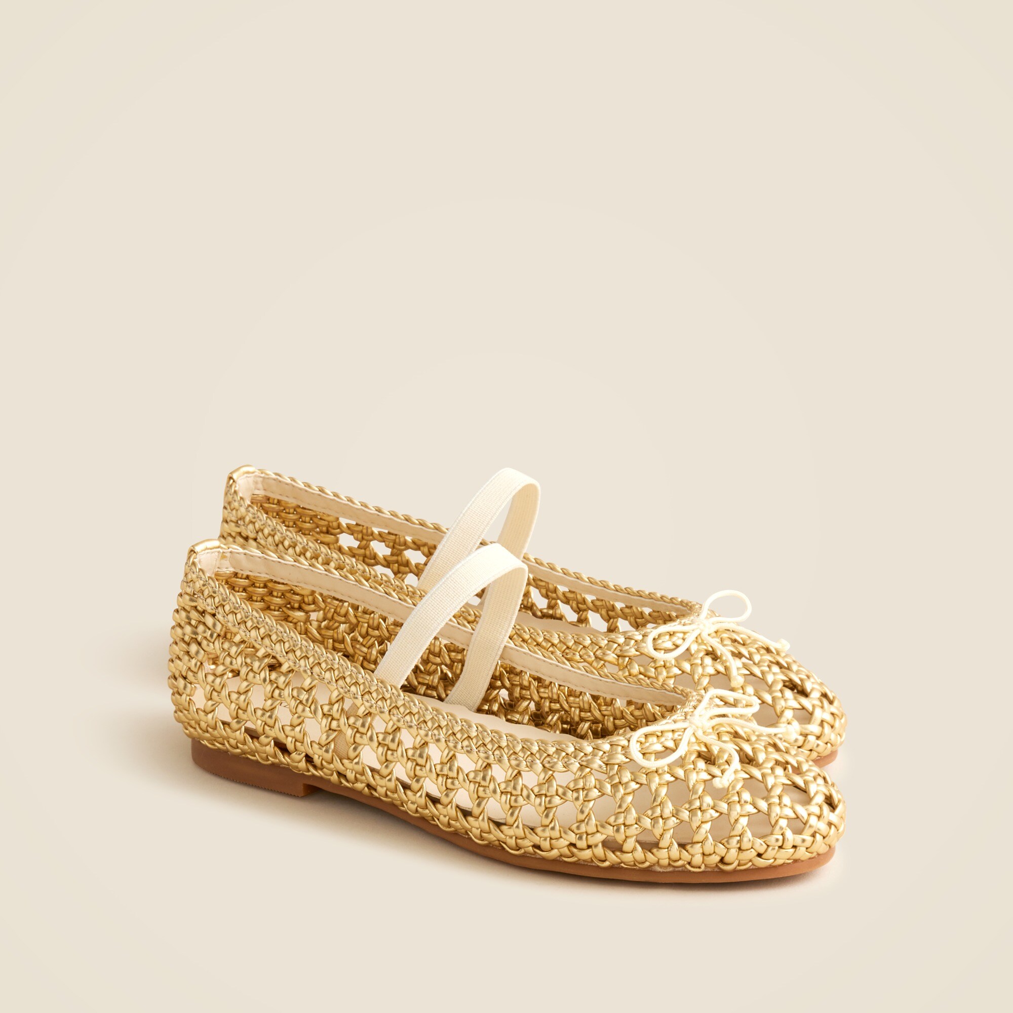 girls Girls' basketweave ballet flats in metallic
