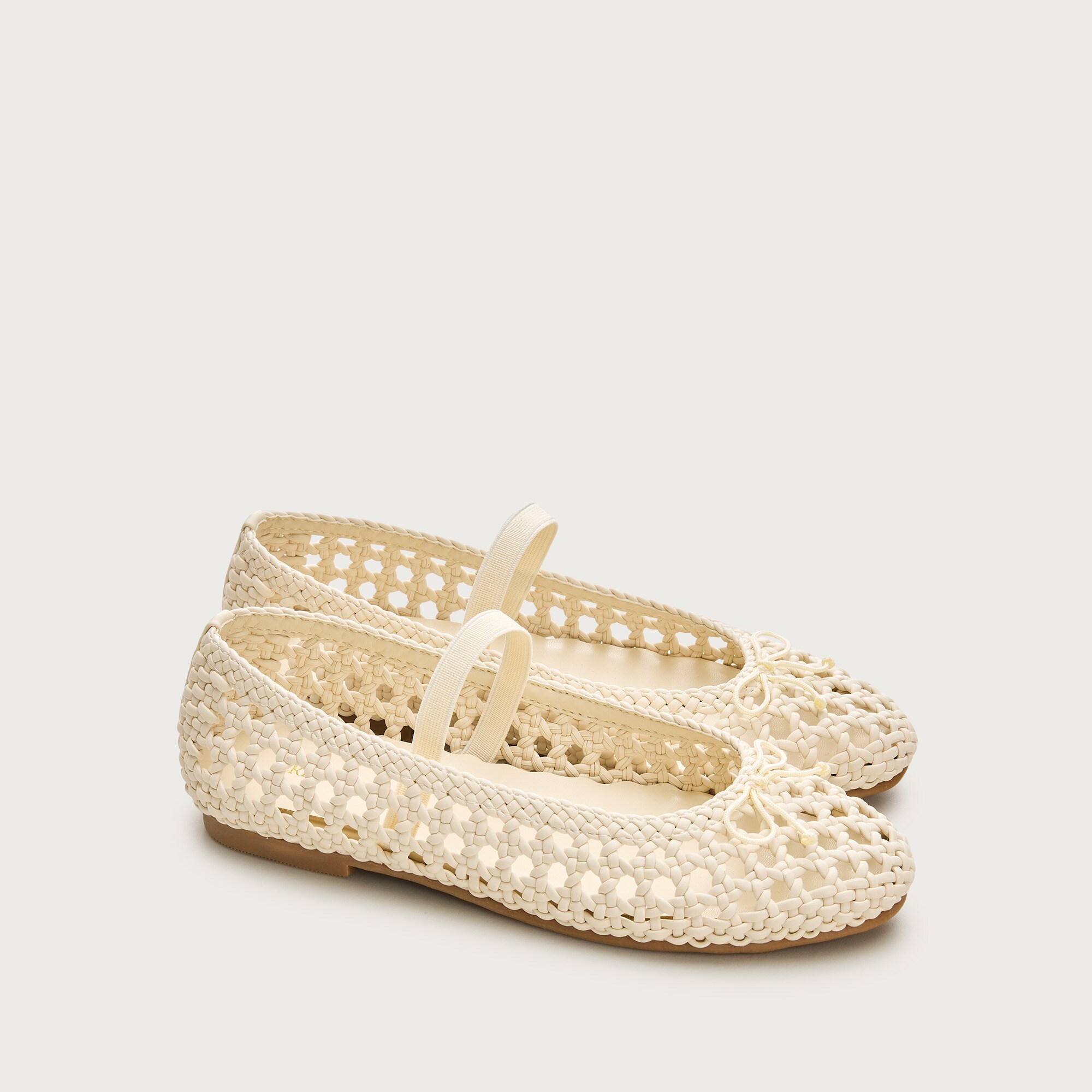Girls' basketweave ballet flats in metallic