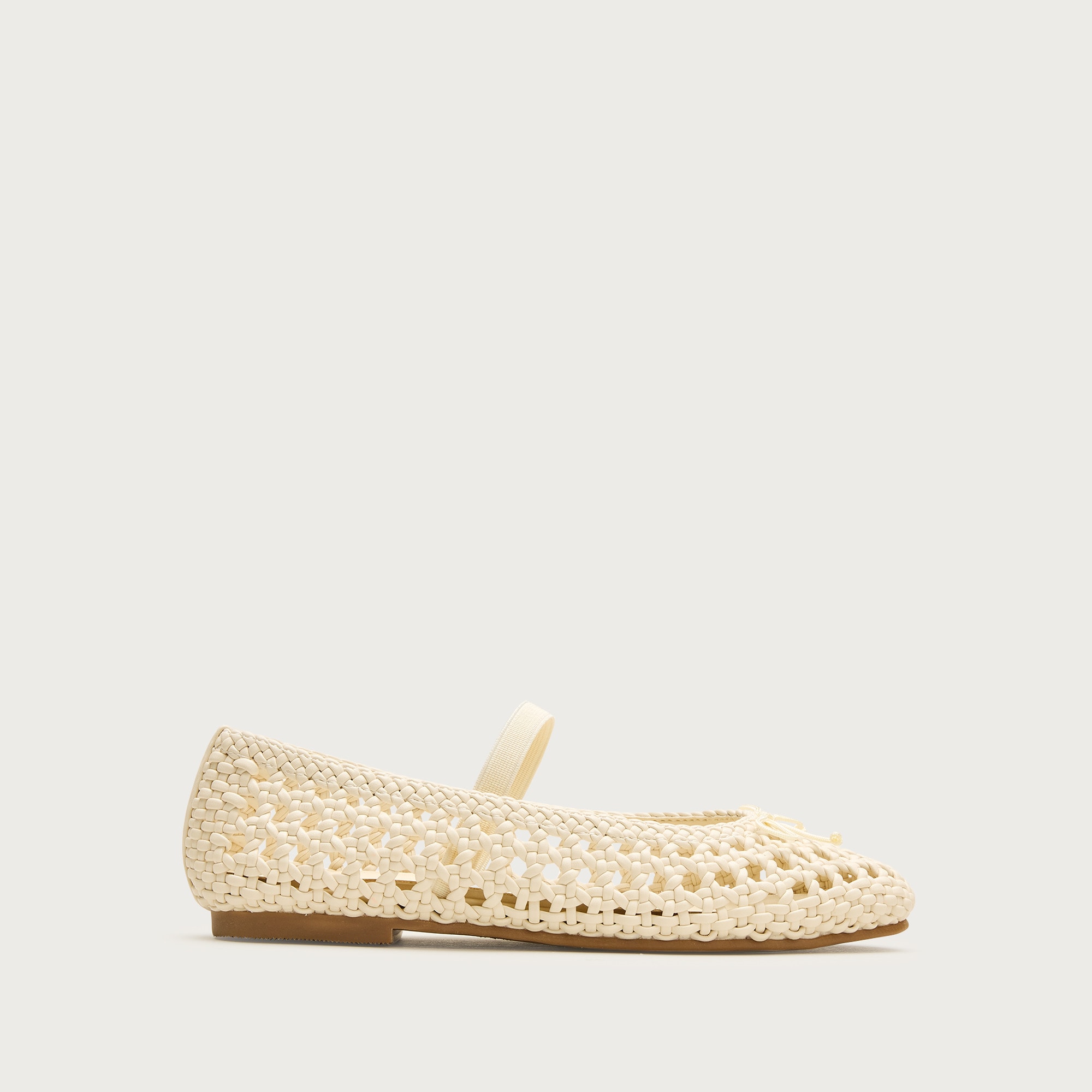 Girls' basketweave ballet flats in metallic