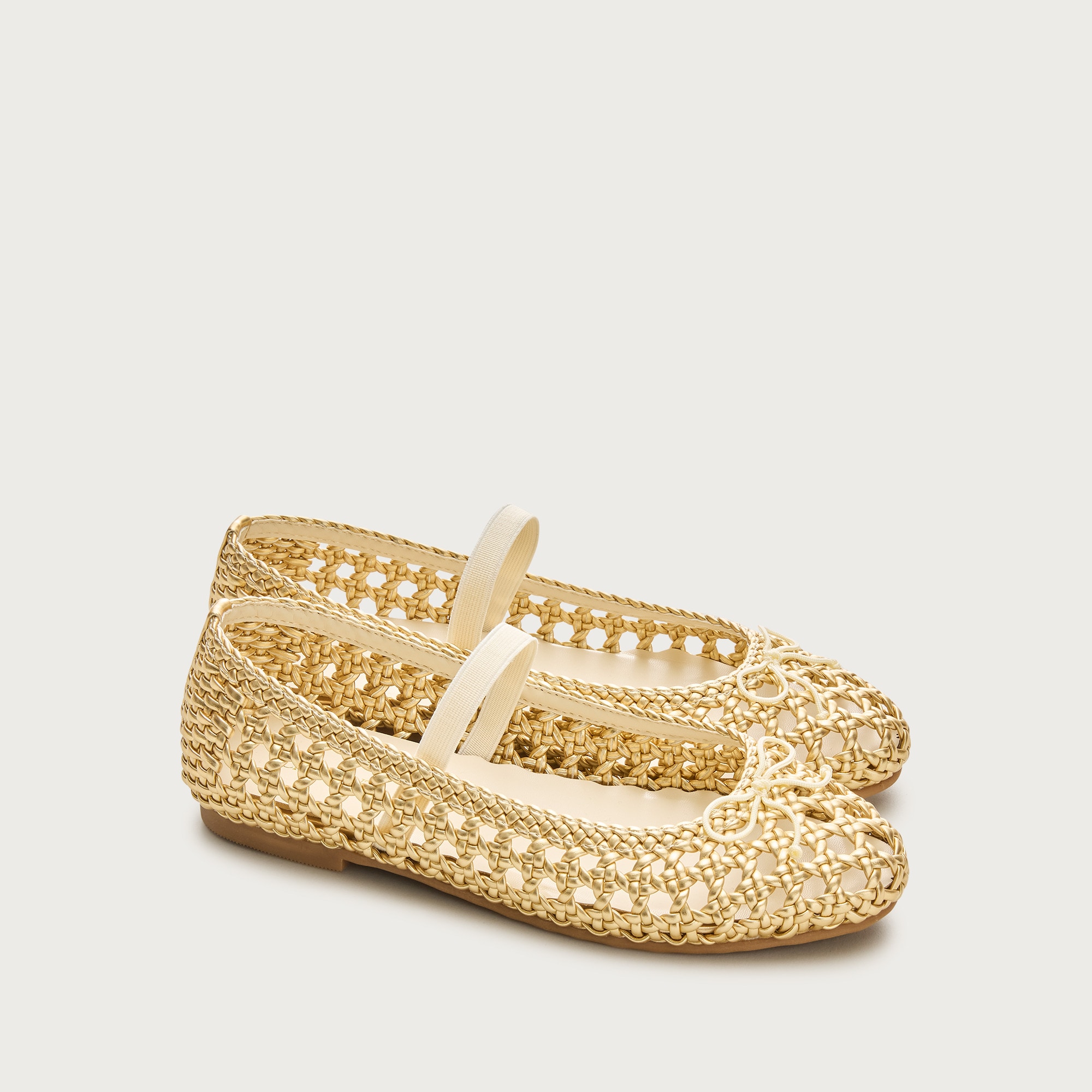 Girls' basketweave ballet flats in metallic