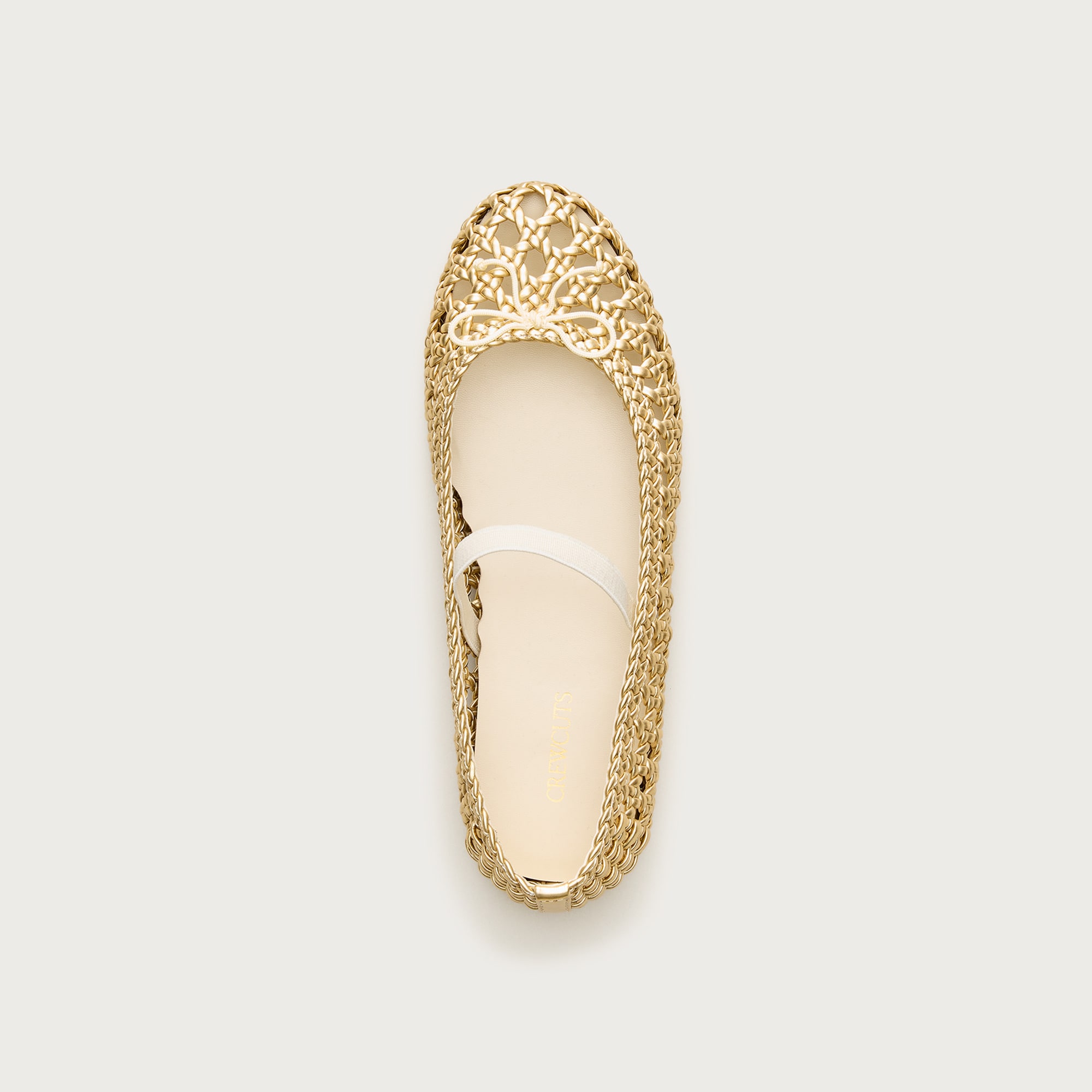 Girls' basketweave ballet flats in metallic