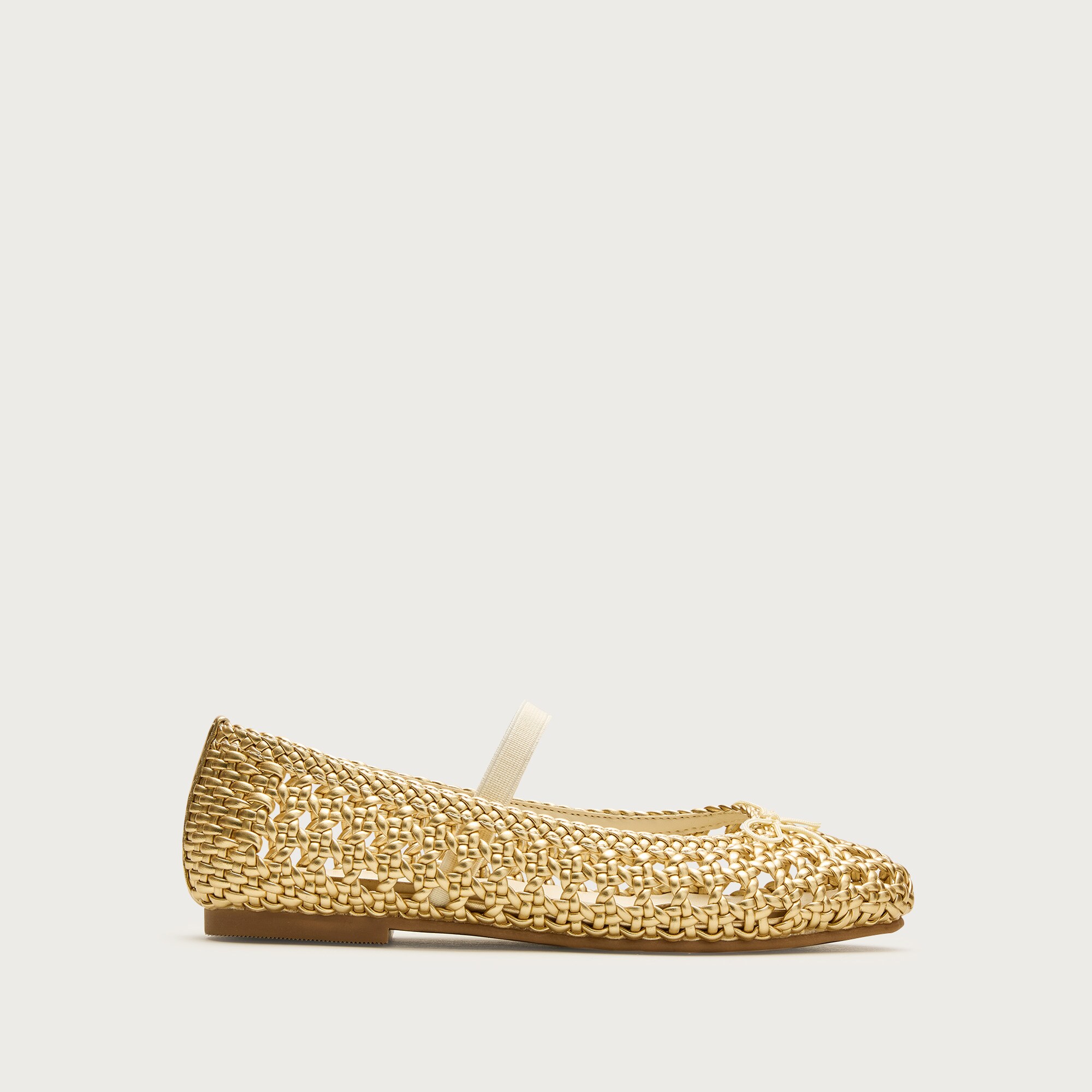 Girls' basketweave ballet flats in metallic