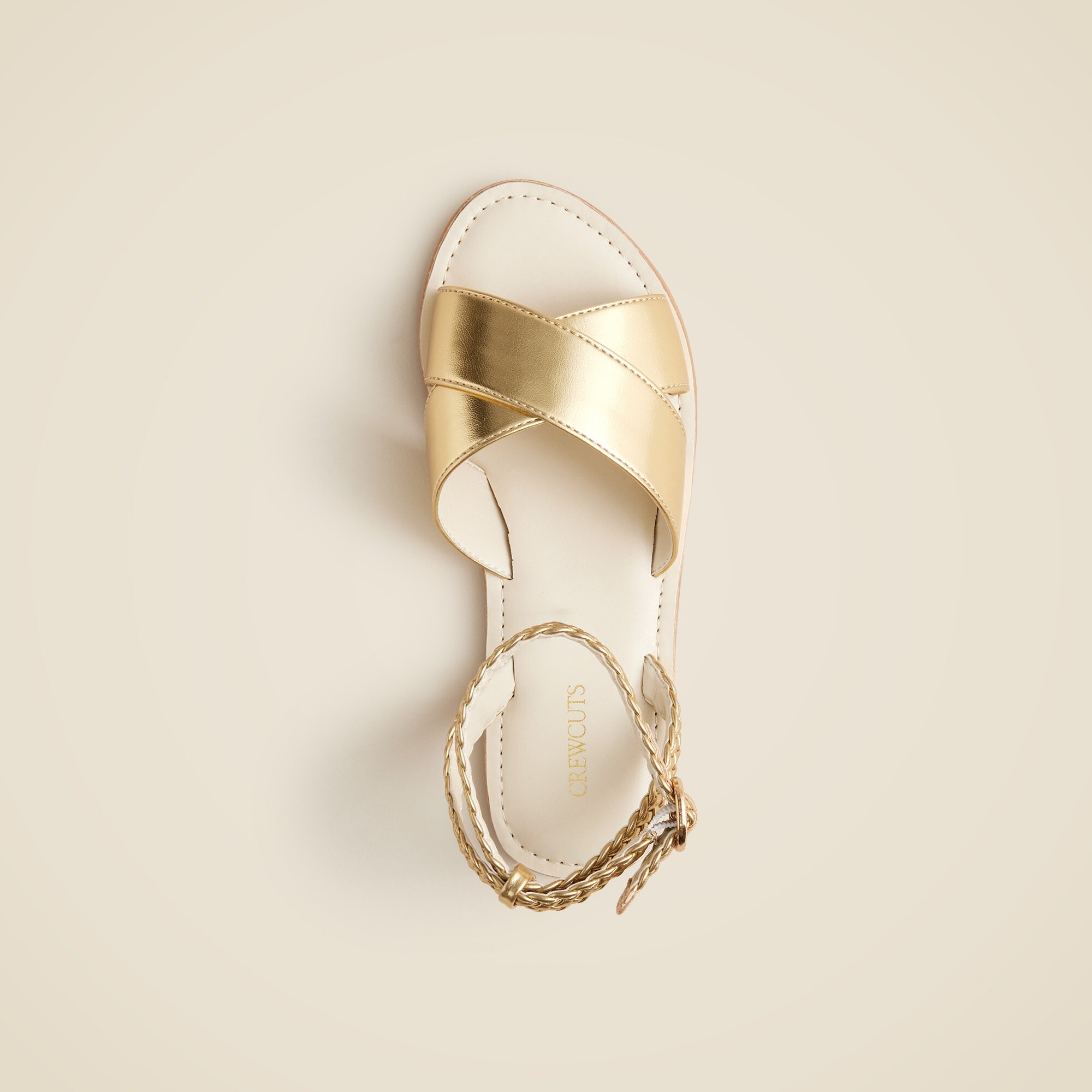 Kids' cross-strap sandals in metallic