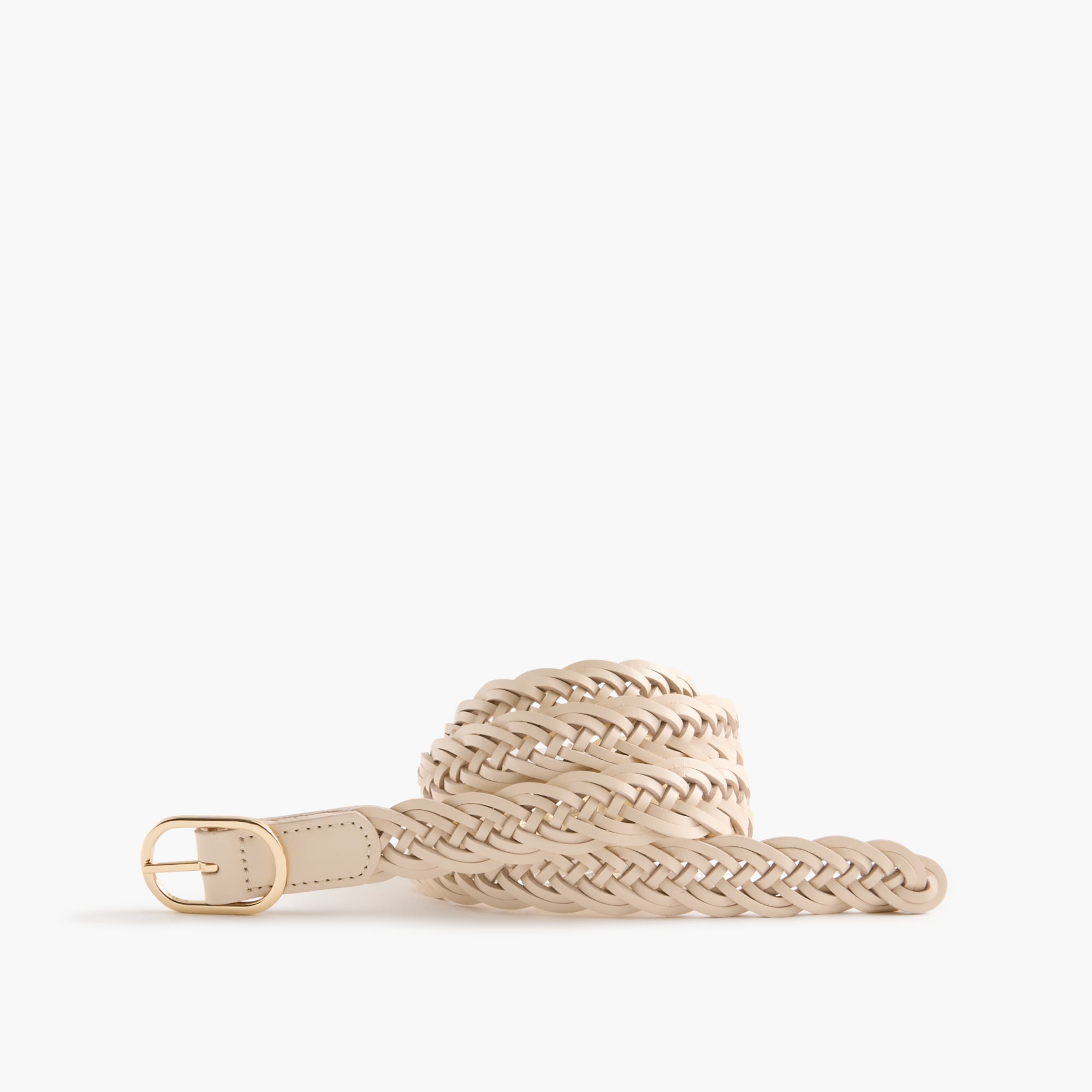 Leather skinny reversible braided belt