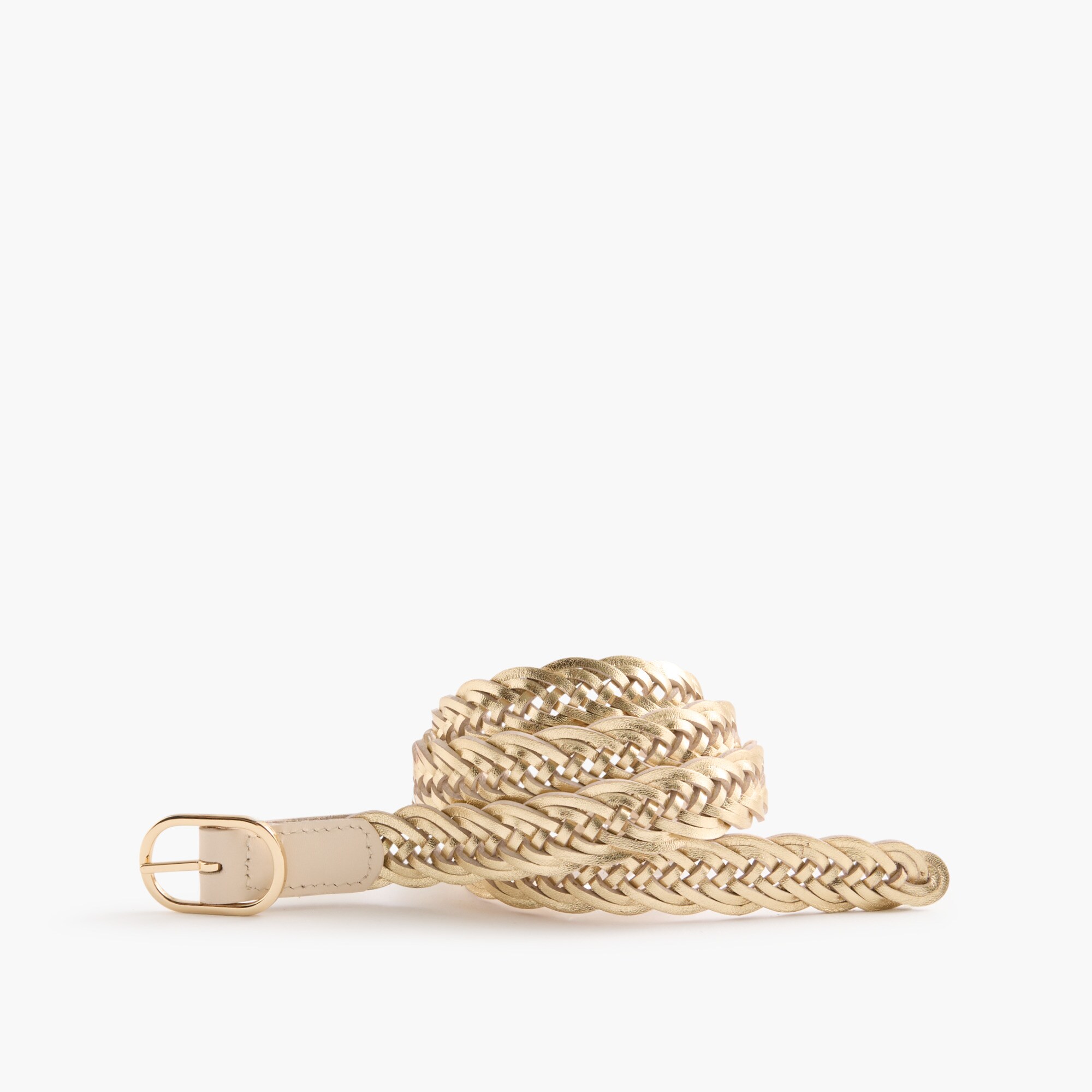 Leather skinny reversible braided belt
