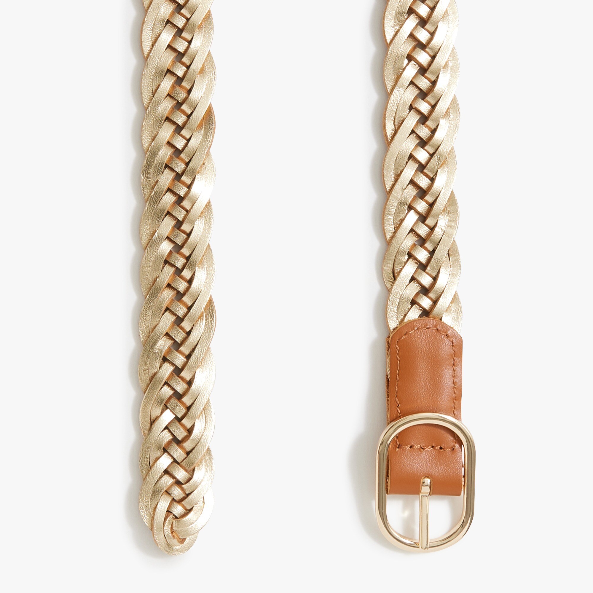 J. Crew Metallic Braided Leather Belt in Gold Size Small/Medium Braided Leather Belt For Men | J.Crew main image 2