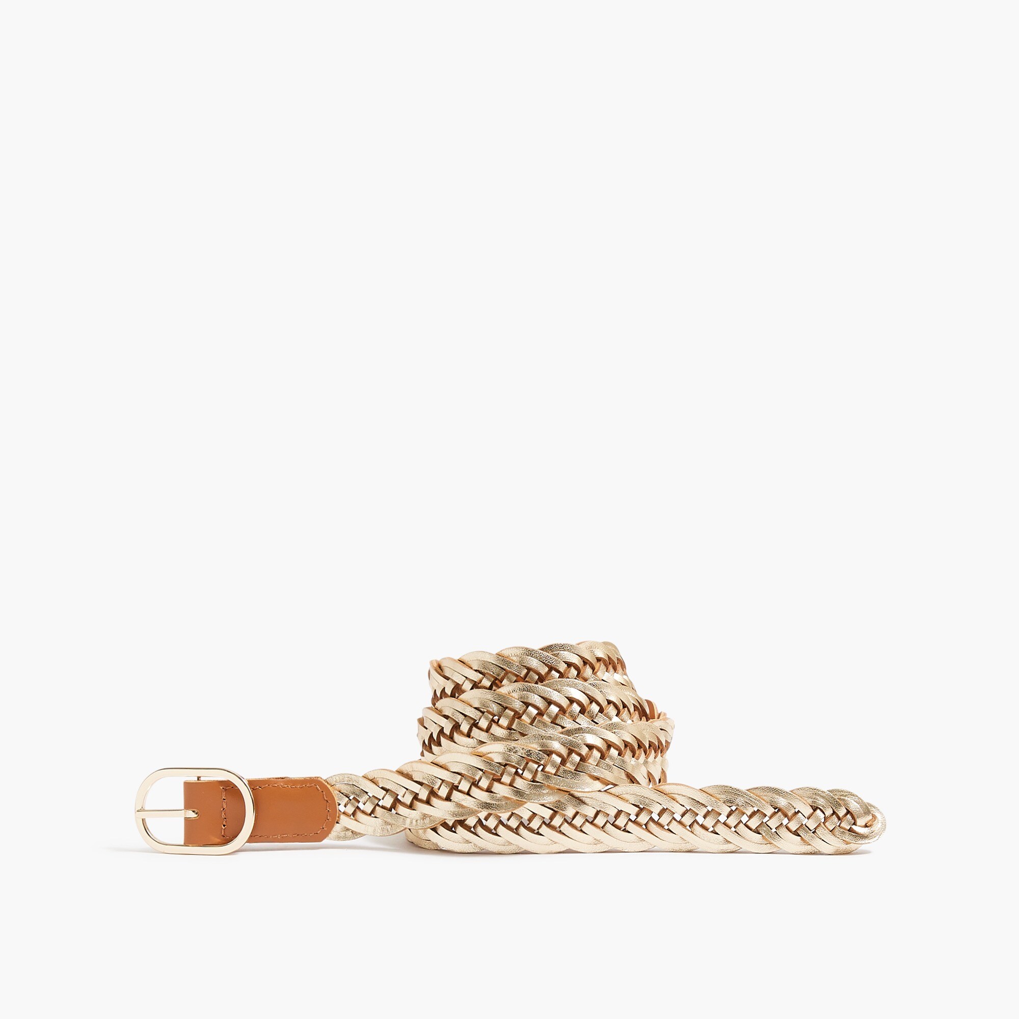 Leather skinny reversible braided belt