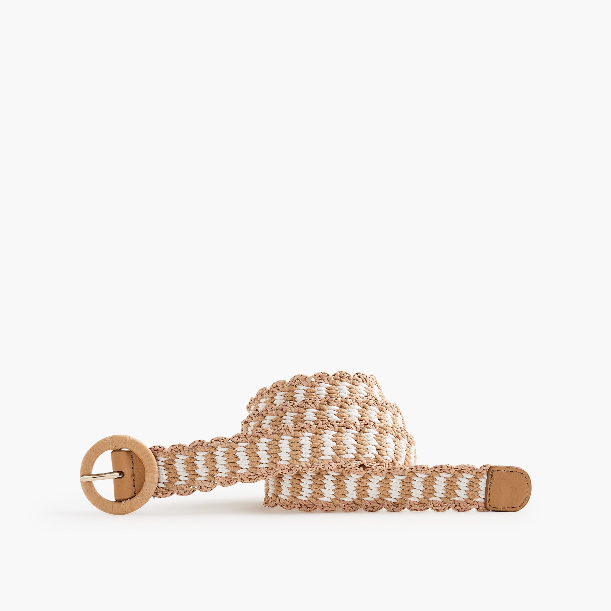 womens Two-tone scalloped raffia belt
