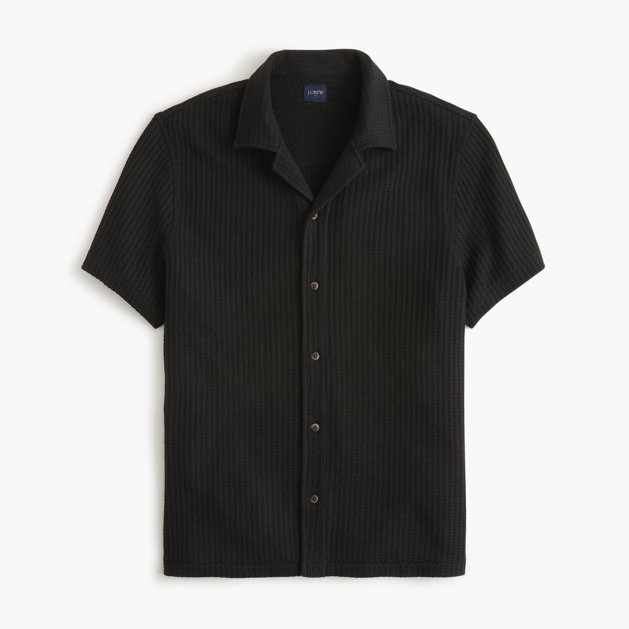 Short-sleeve textured camp shirt