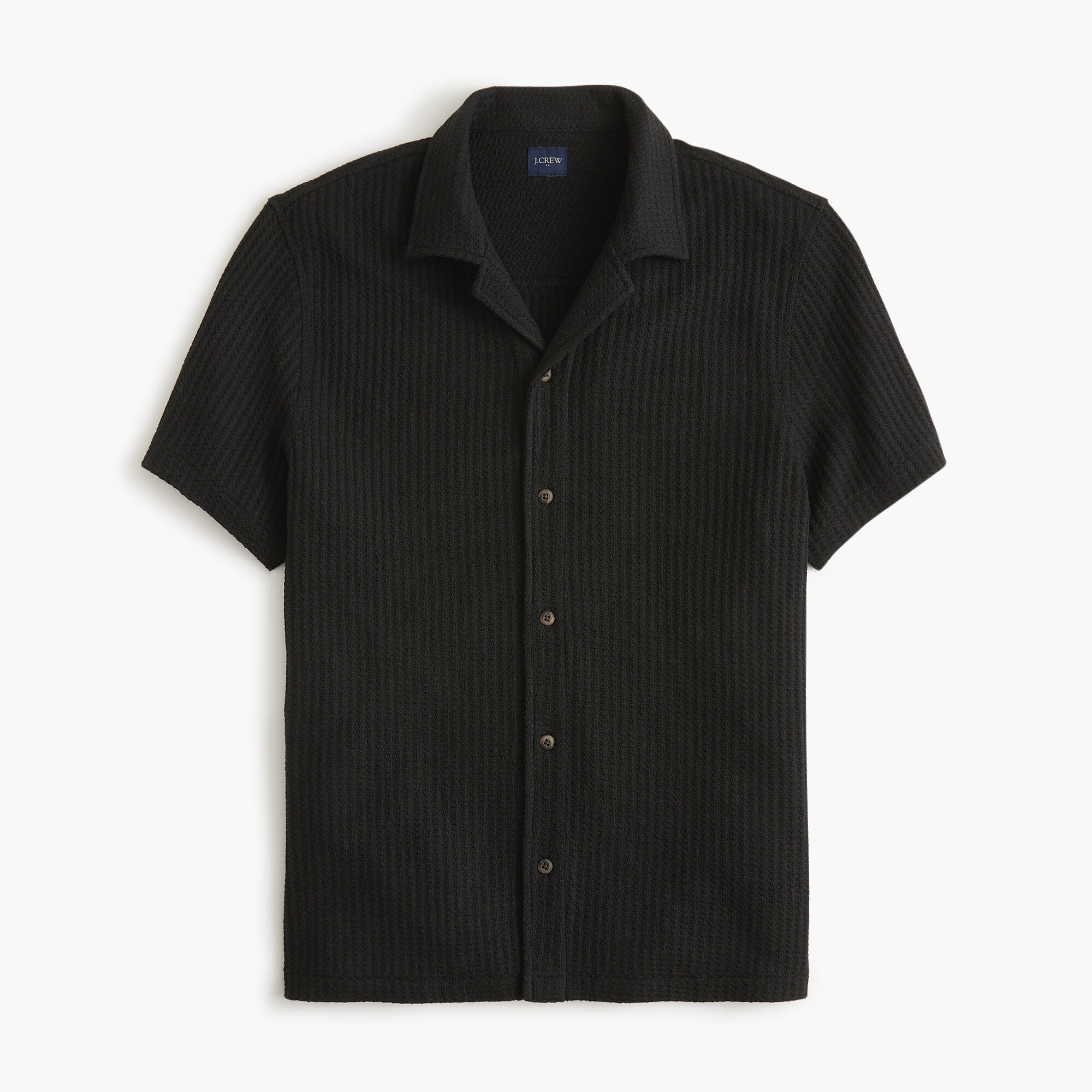 Short-sleeve textured camp shirt