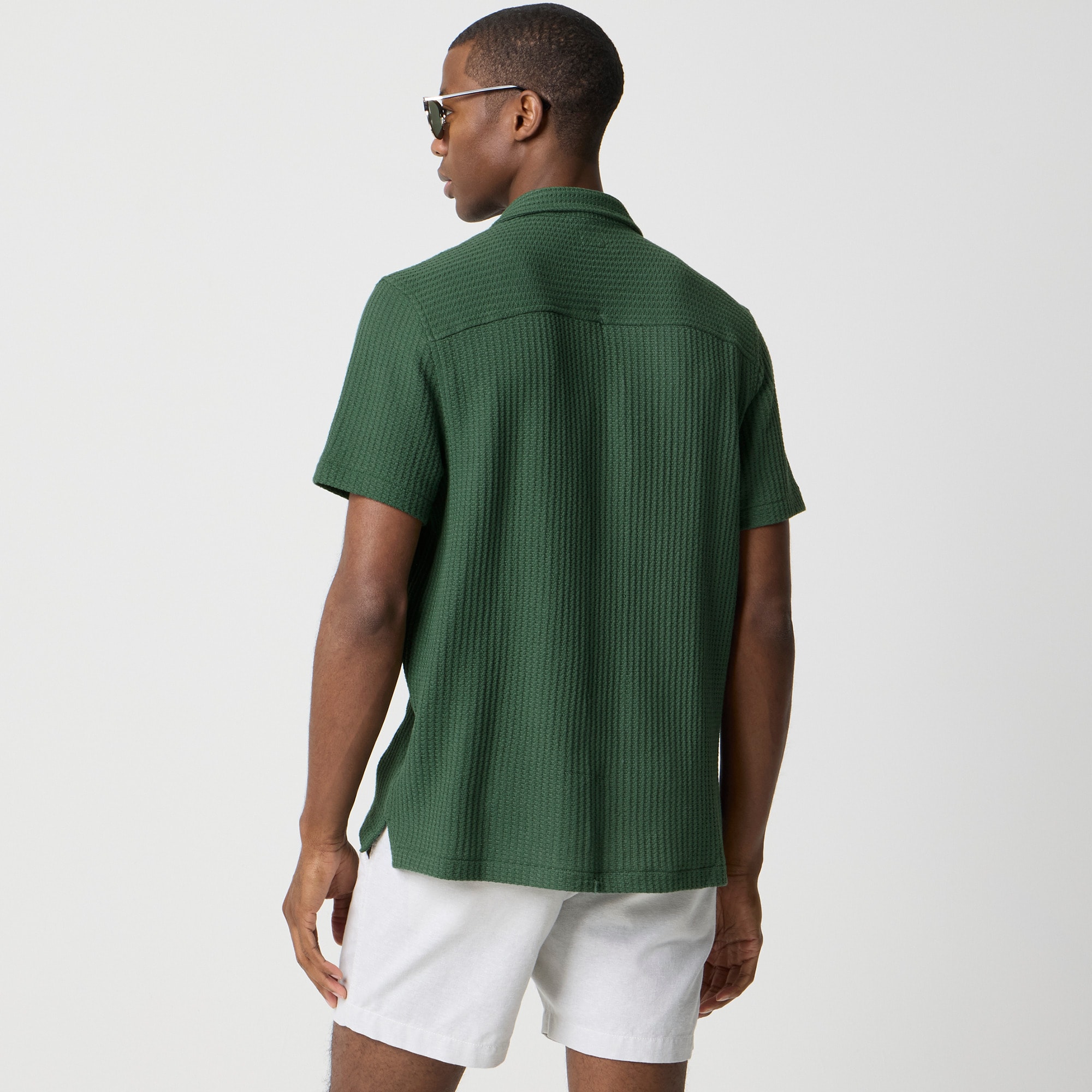 Short-sleeve textured camp shirt